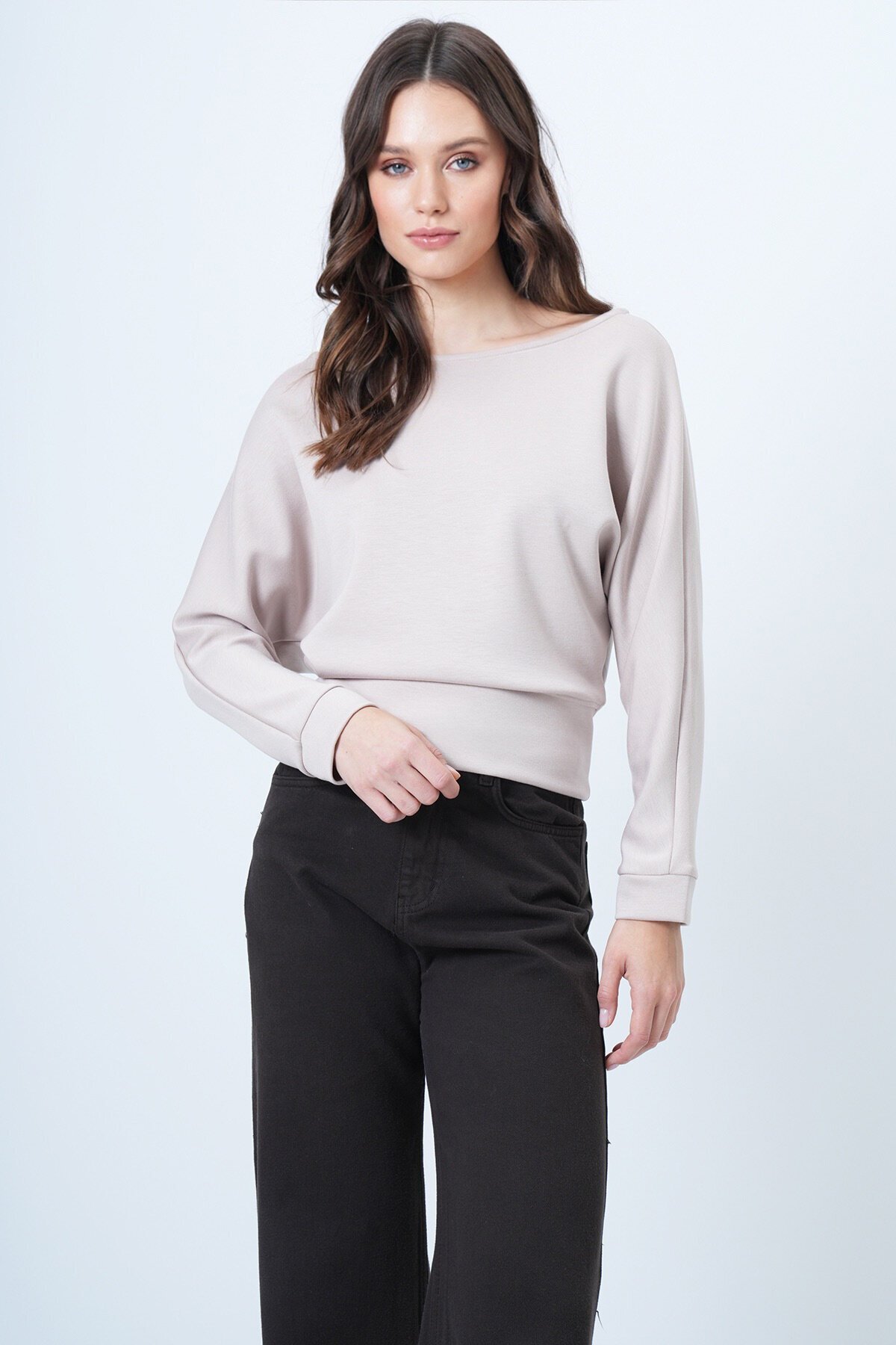 Yarasa Kol Kayık Yaka Oversize Bluz