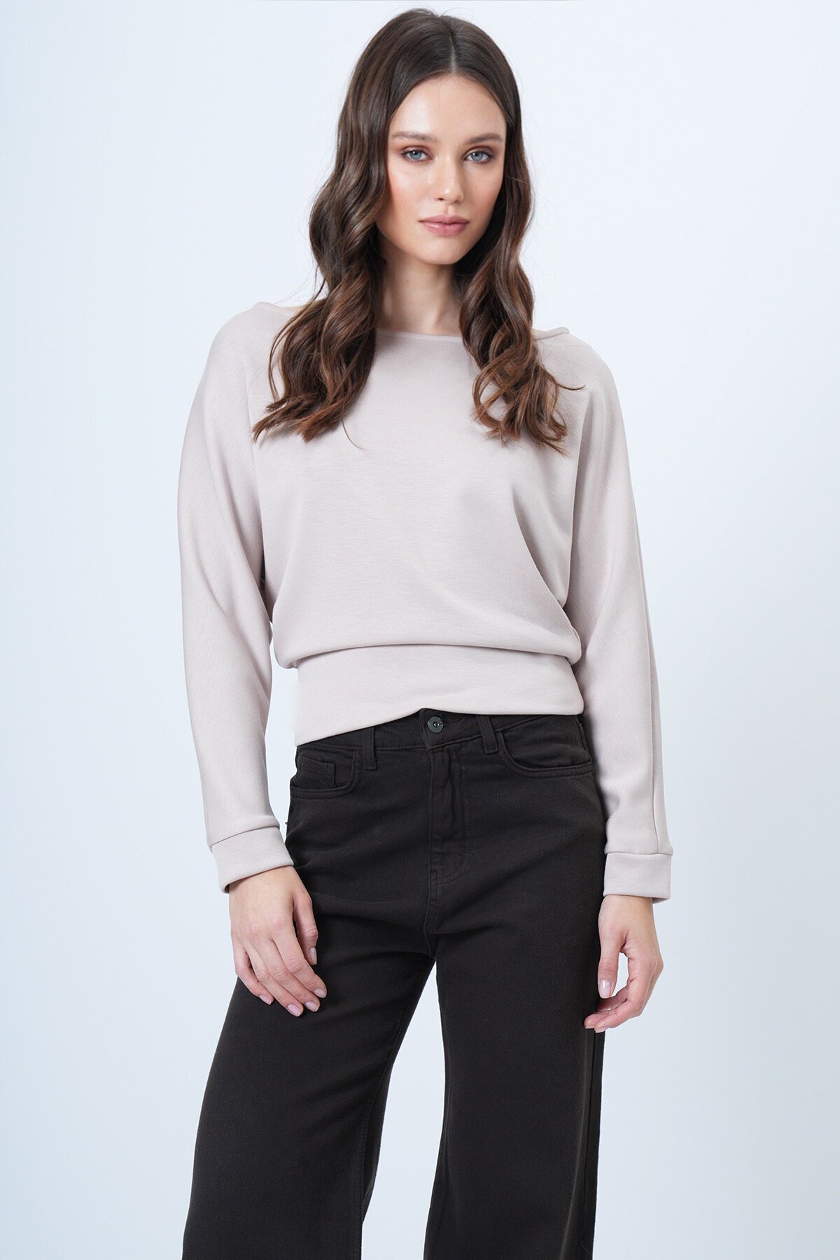 Yarasa Kol Kayık Yaka Oversize Bluz