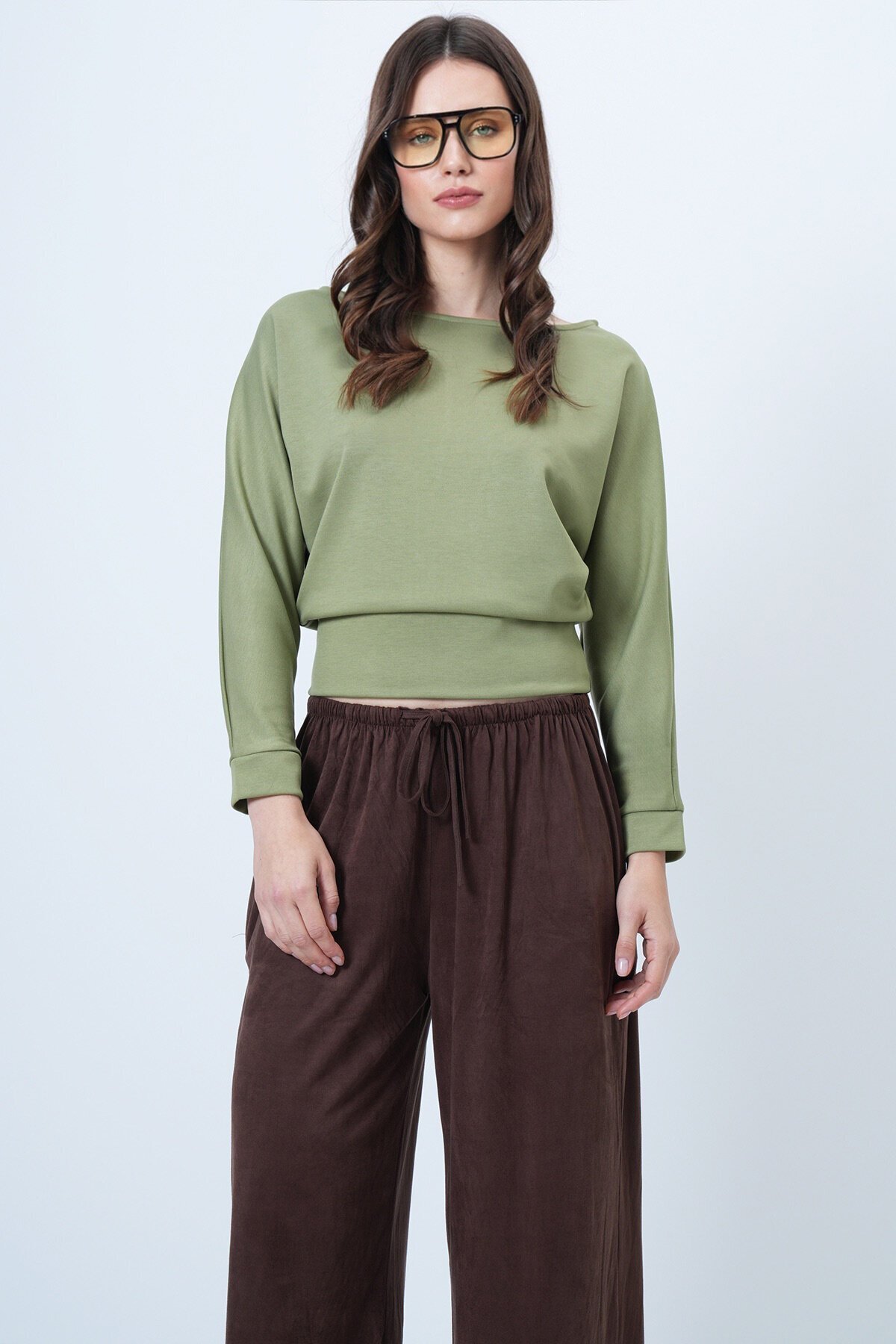 Yarasa Kol Kayık Yaka Oversize Bluz