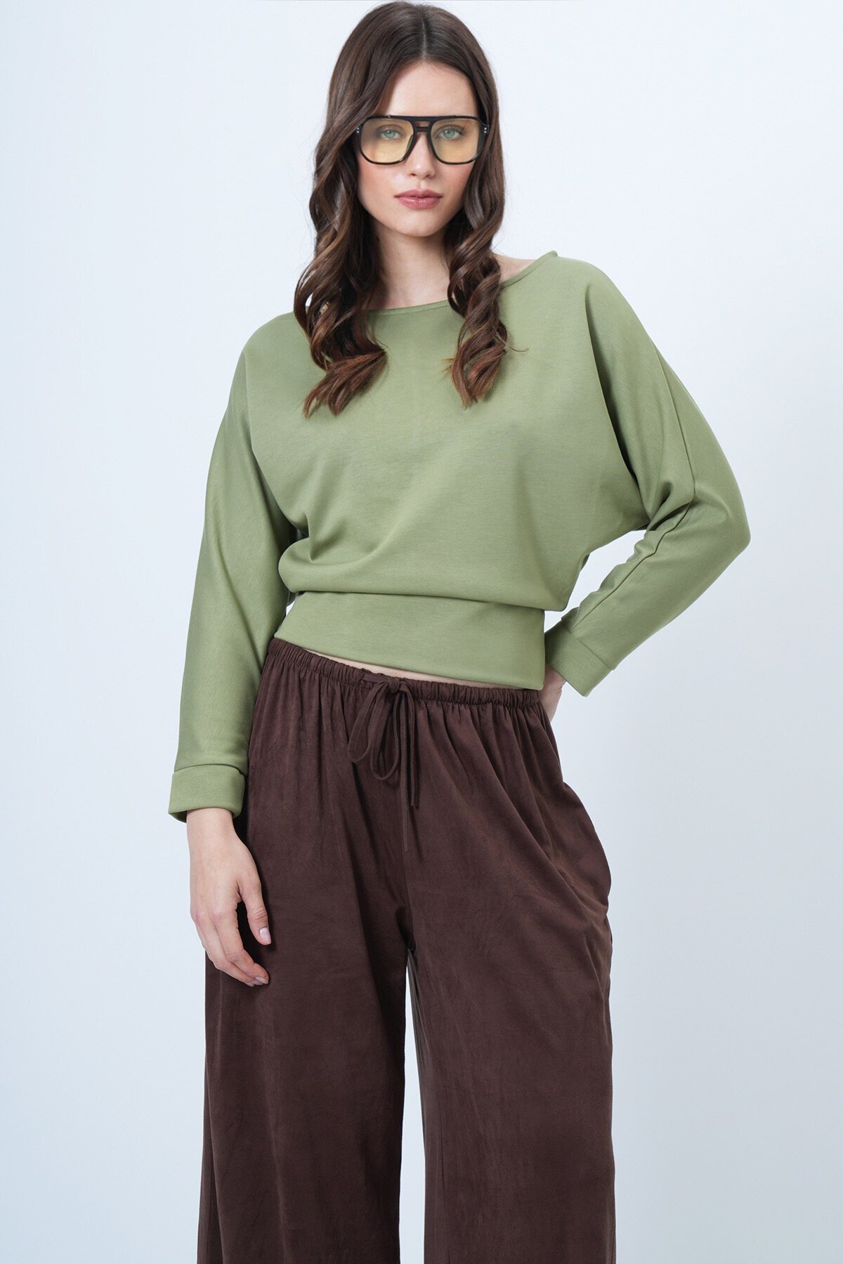 Yarasa Kol Kayık Yaka Oversize Bluz