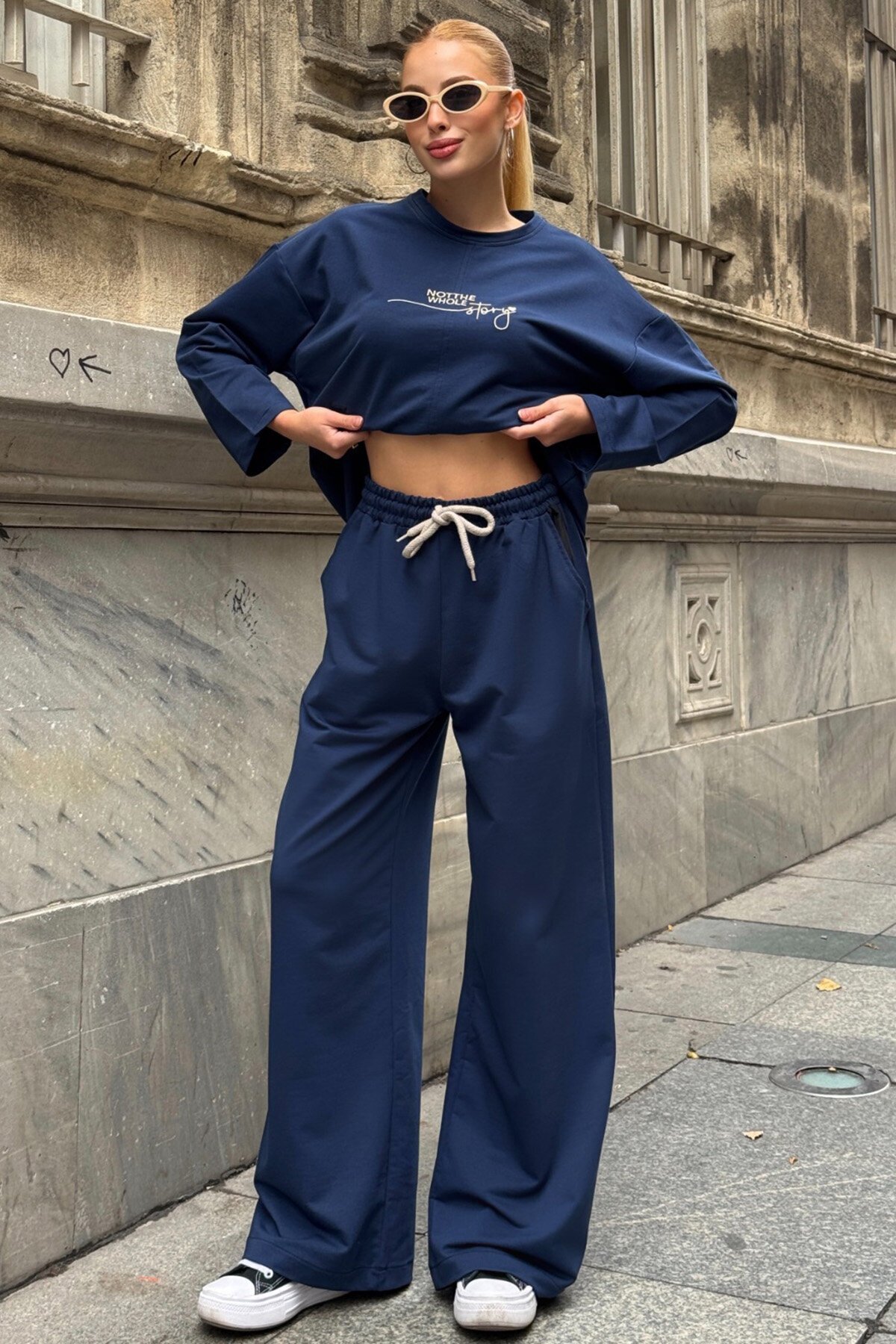 Yazı Baskılı Cep Detaylı Salaş İkili Takım