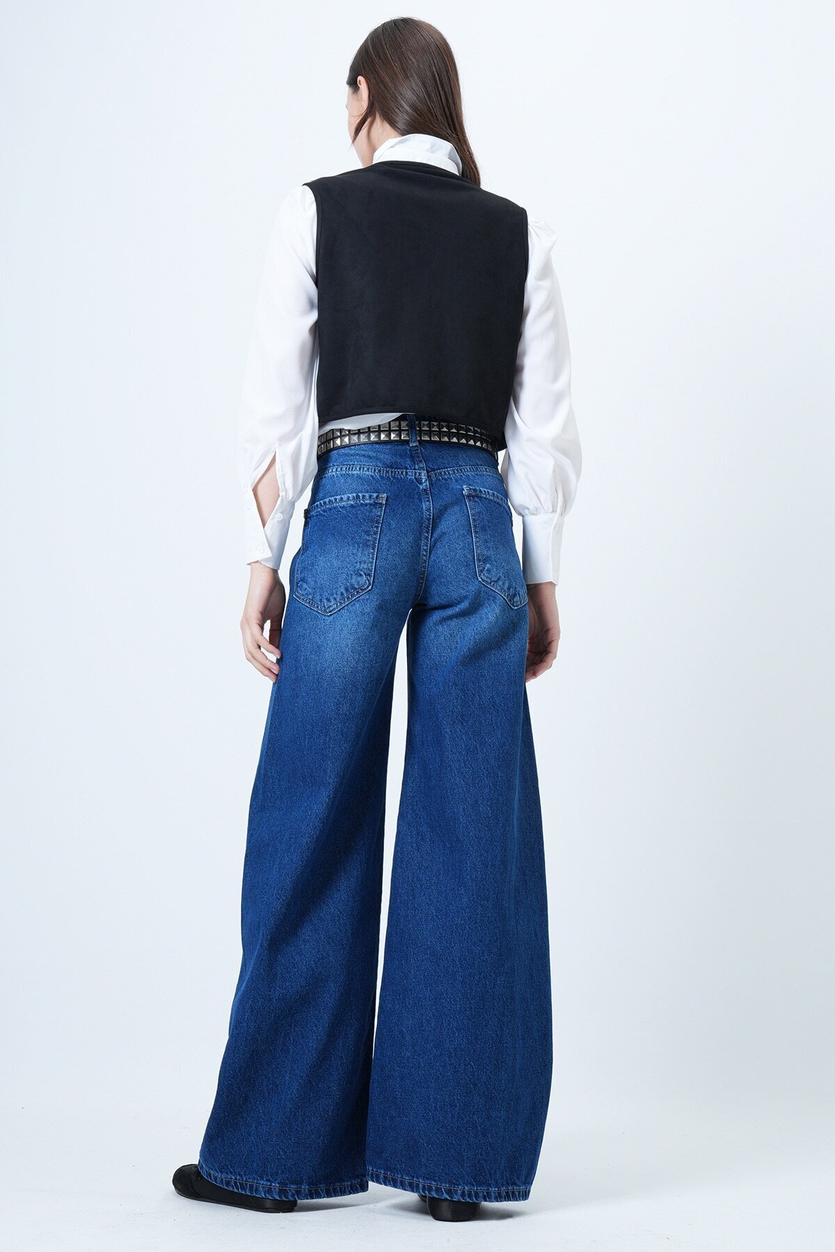 Yüksek Bel 5 Cepli Baggy Jean