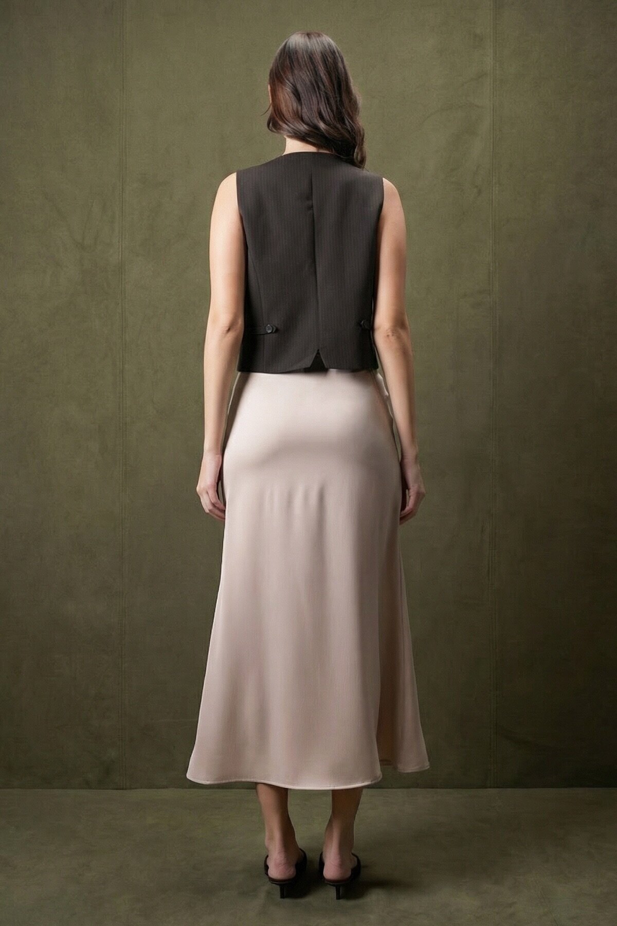 Yüksek Bel Basic Saten Etek