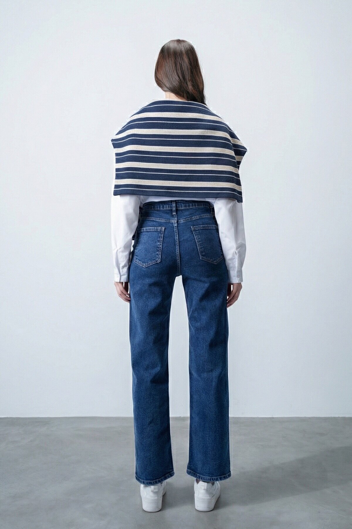 Yüksek Bel Düz Paça 5 Cepli Denim Pantolon