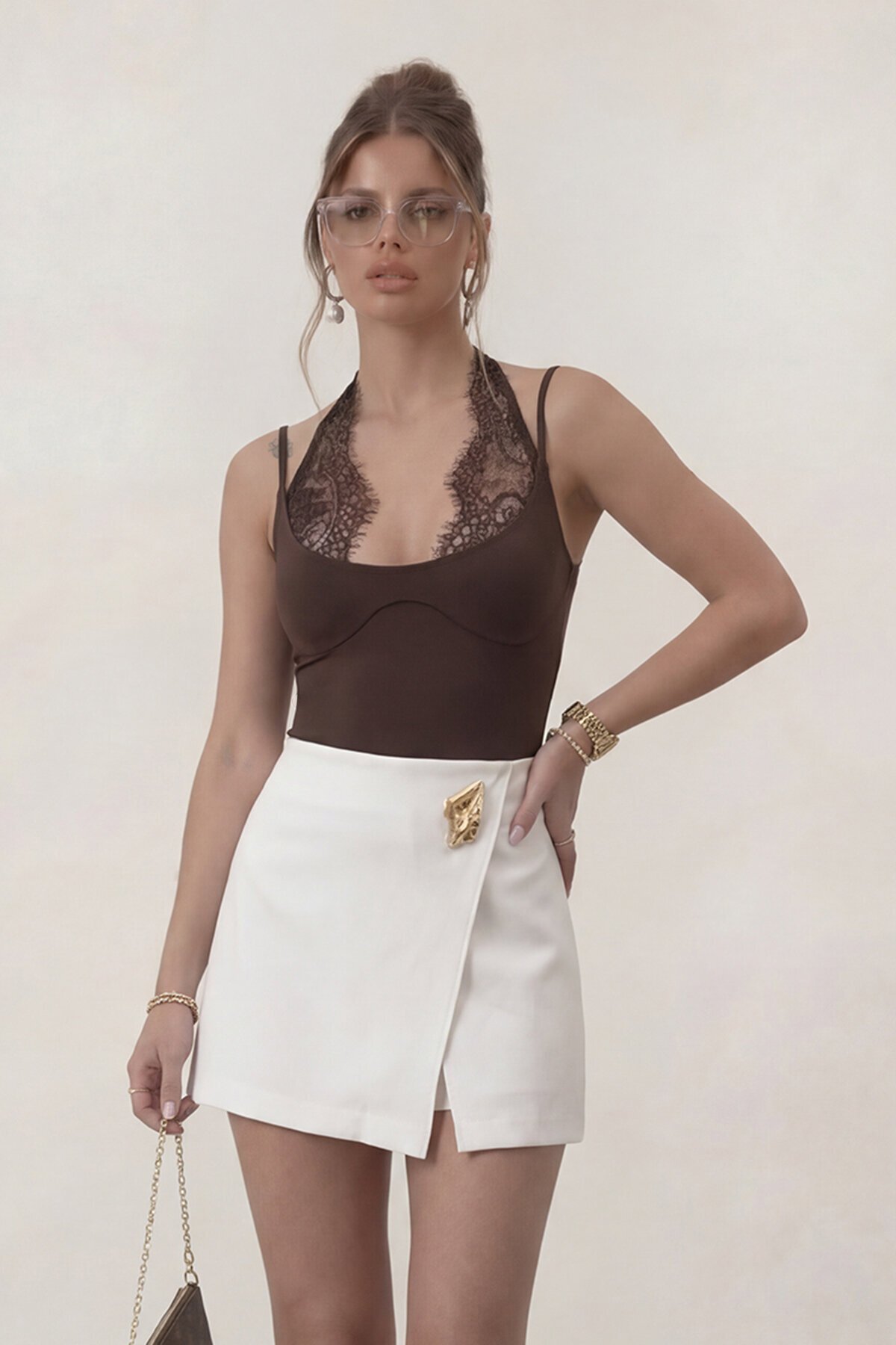 Askılı Dantel Dekolteli Bluz