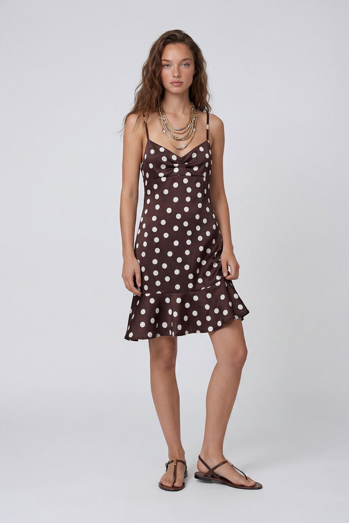 Ayarlanabilinir Askılı Sırt Fermuarlı İçi Astarlı Valonlu Elbise