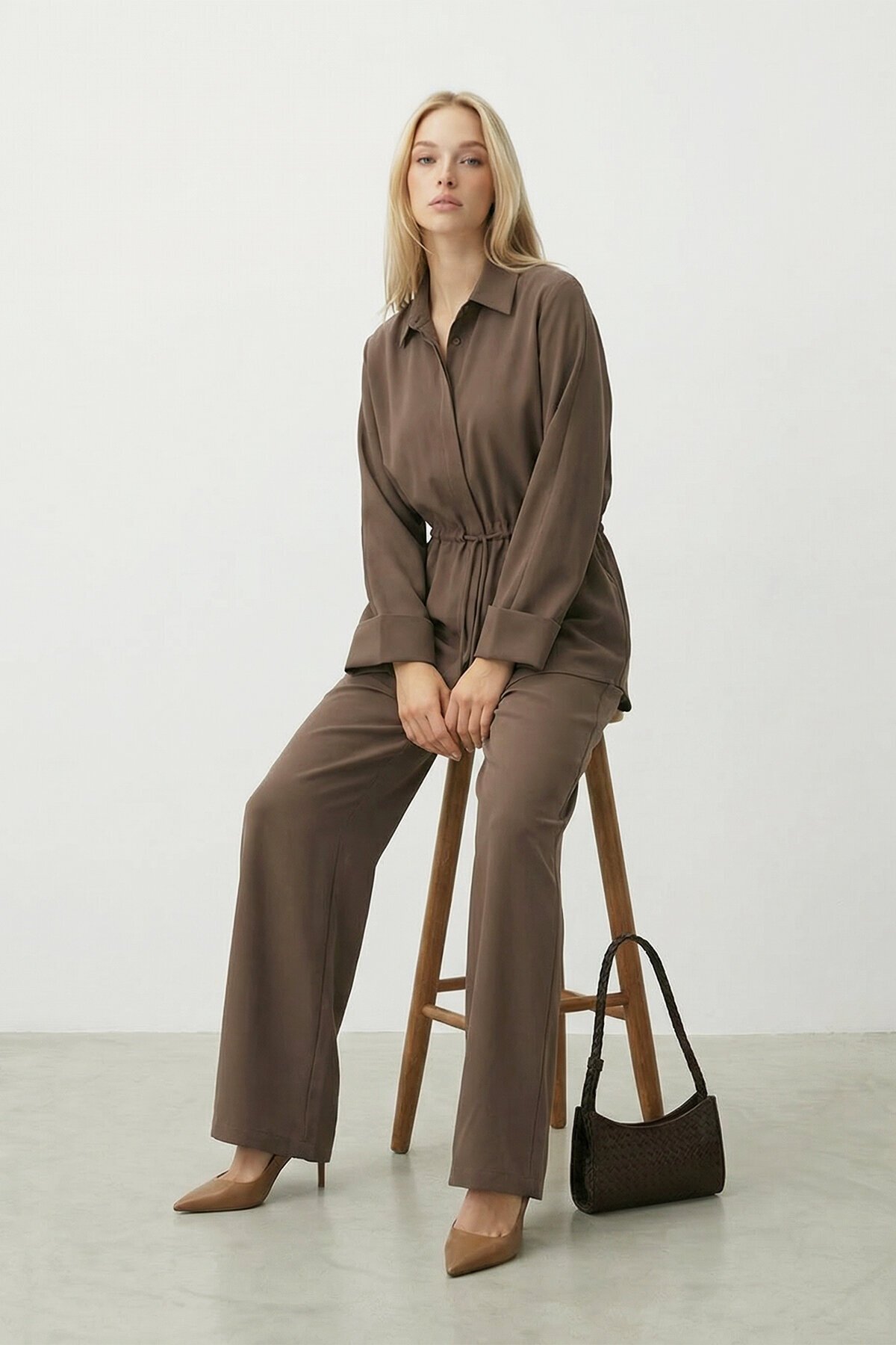 Bağlamalı Gömlek Ve Pantolon Takım