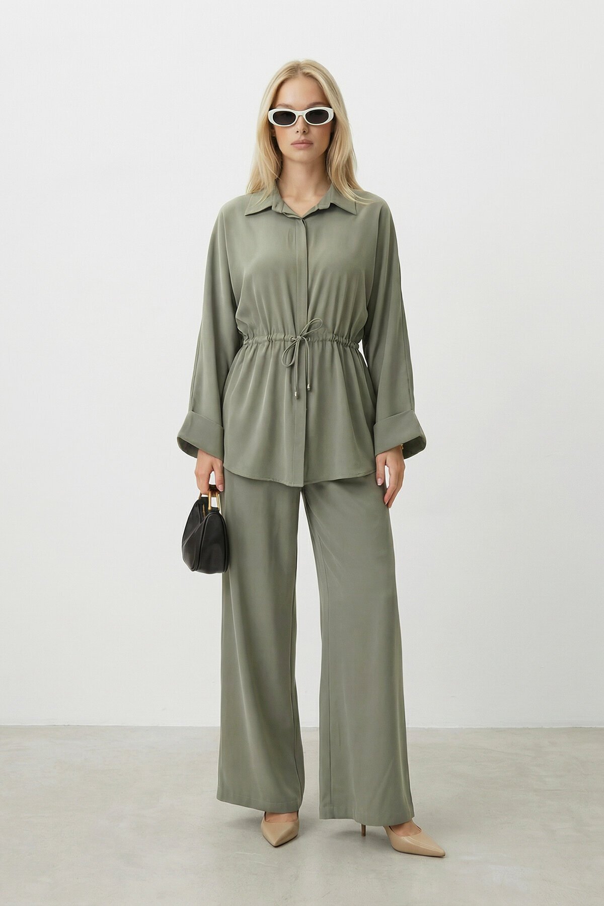 Bağlamalı Gömlek Ve Pantolon Takım