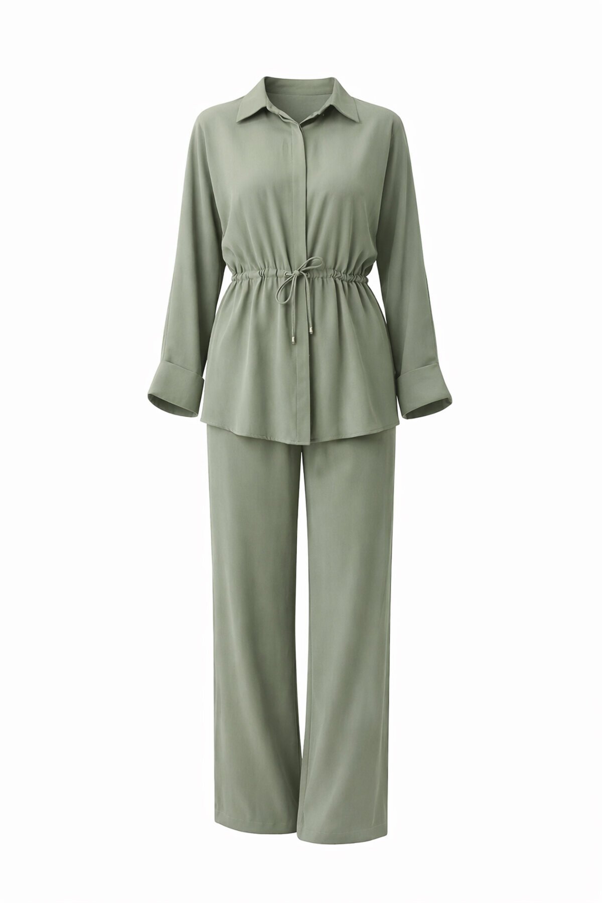 Bağlamalı Gömlek Ve Pantolon Takım