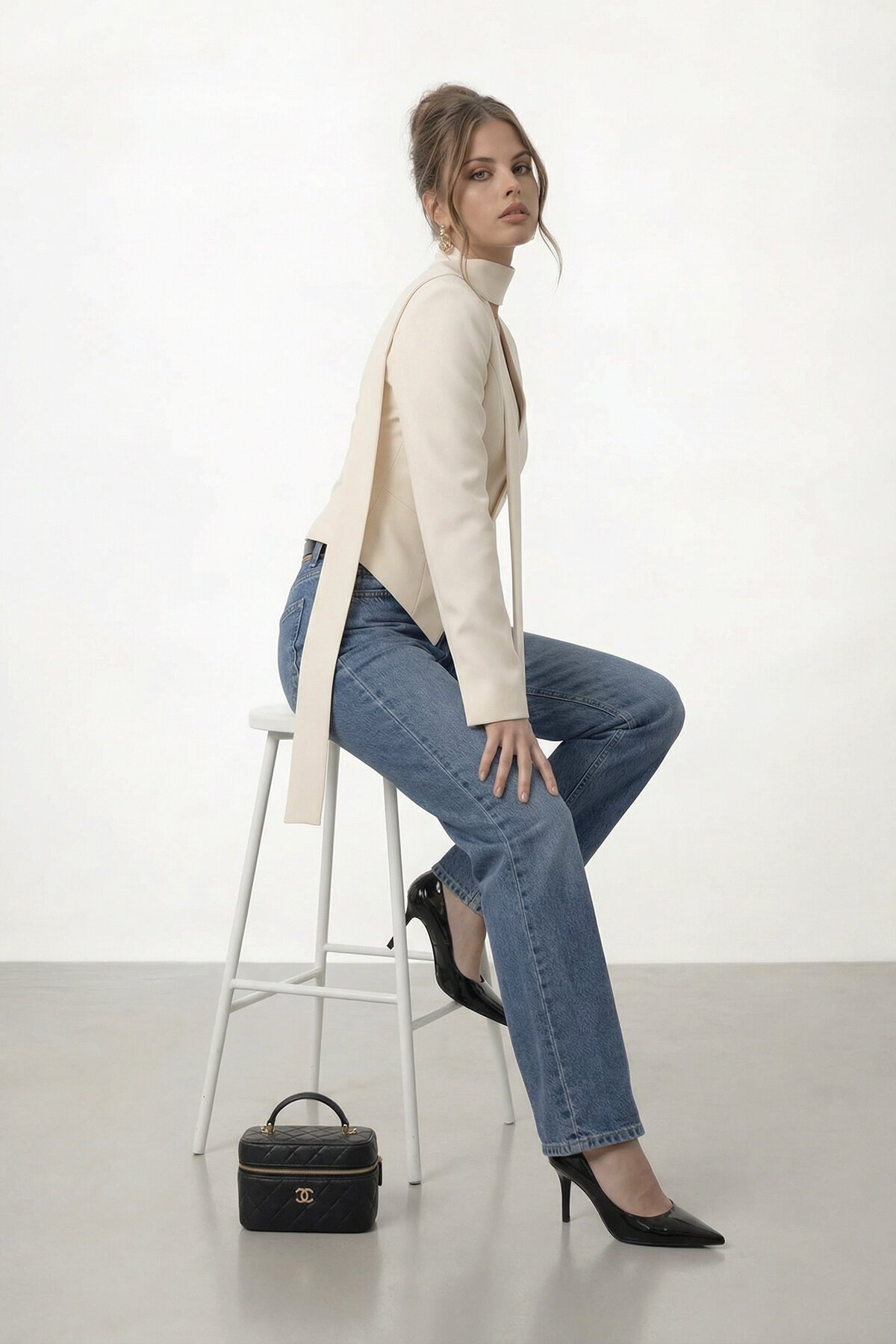 Bağlamalı V Yaka Uzun Kol Bluz