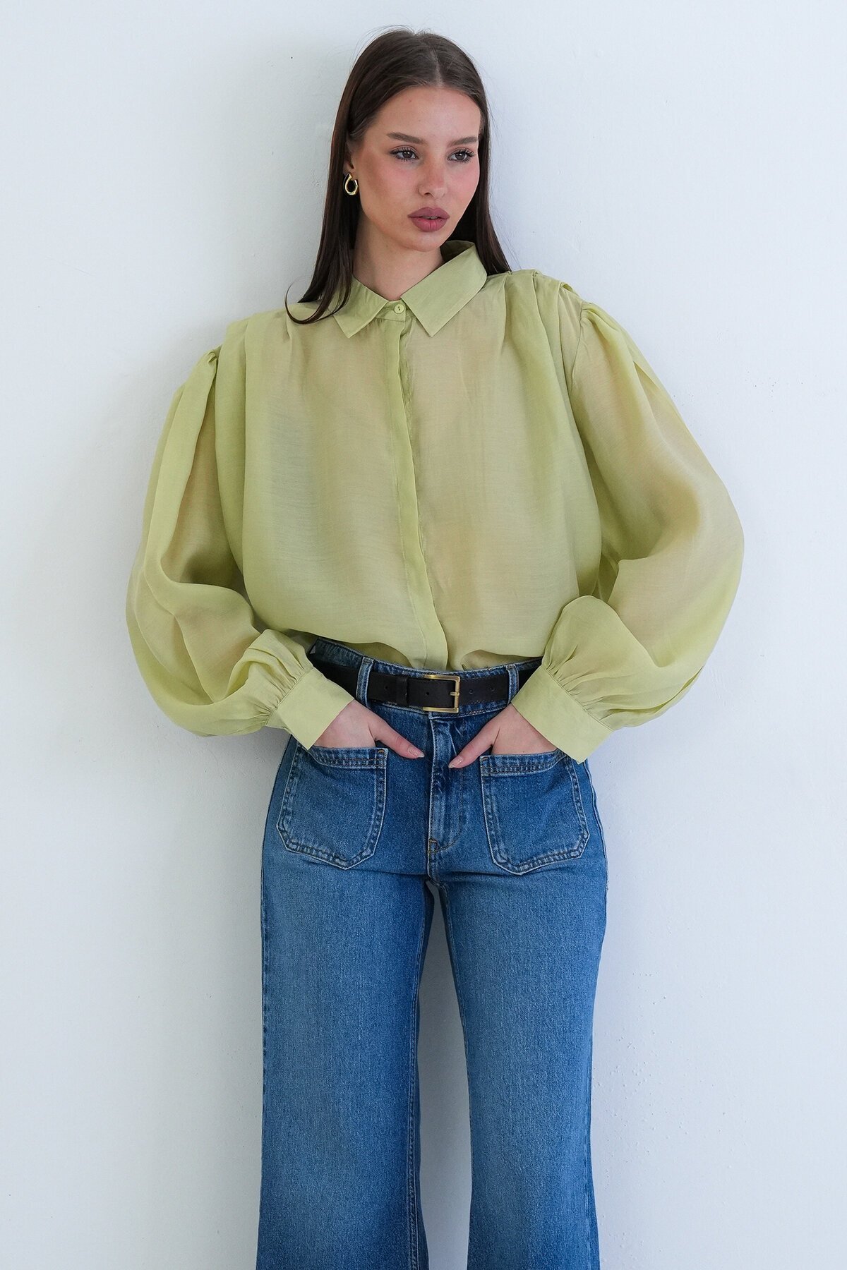 Balon Kol Oversize Gömlek