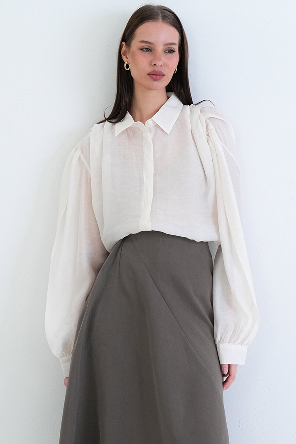 Balon Kol Oversize Gömlek