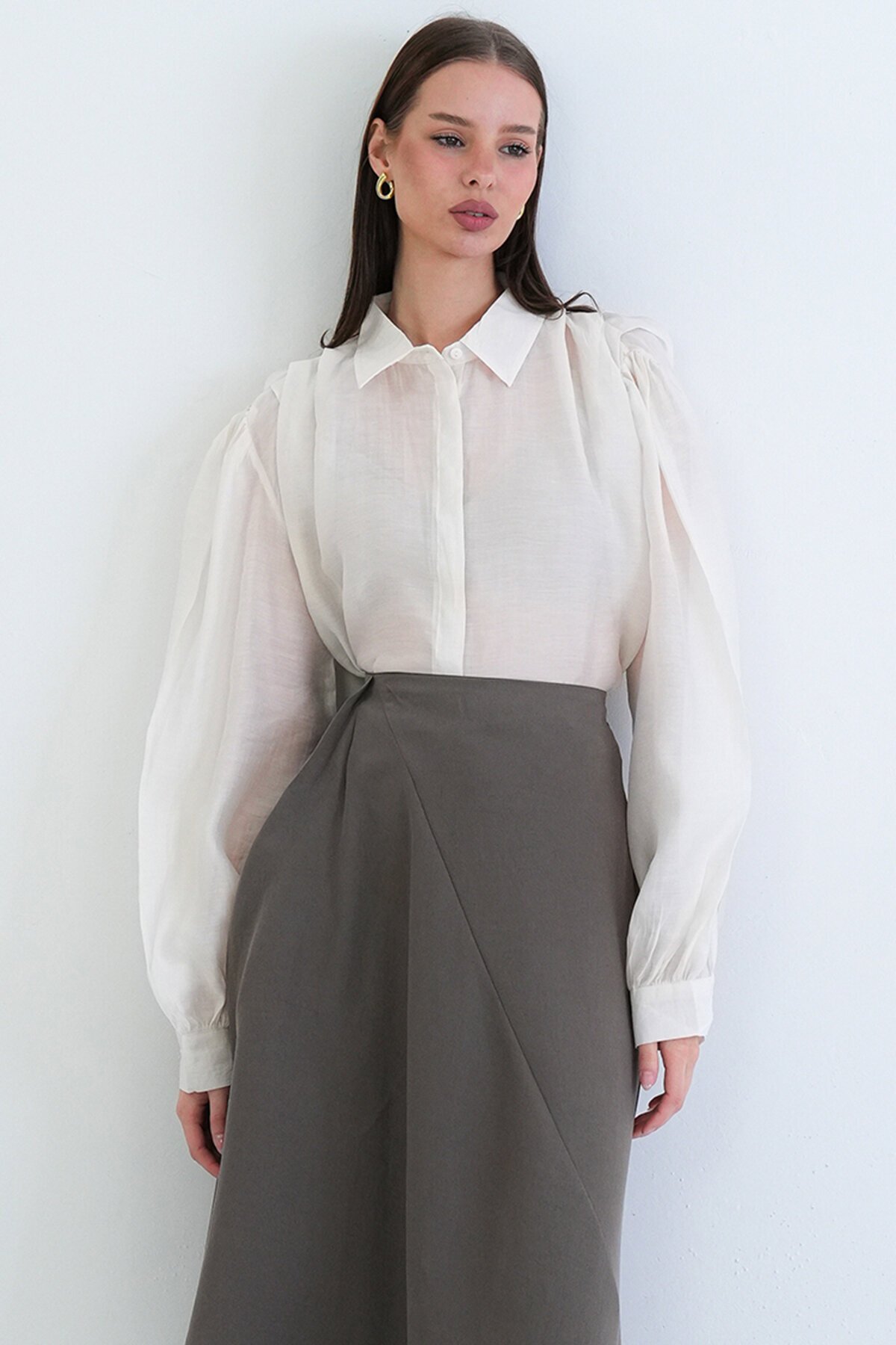 Balon Kol Oversize Gömlek