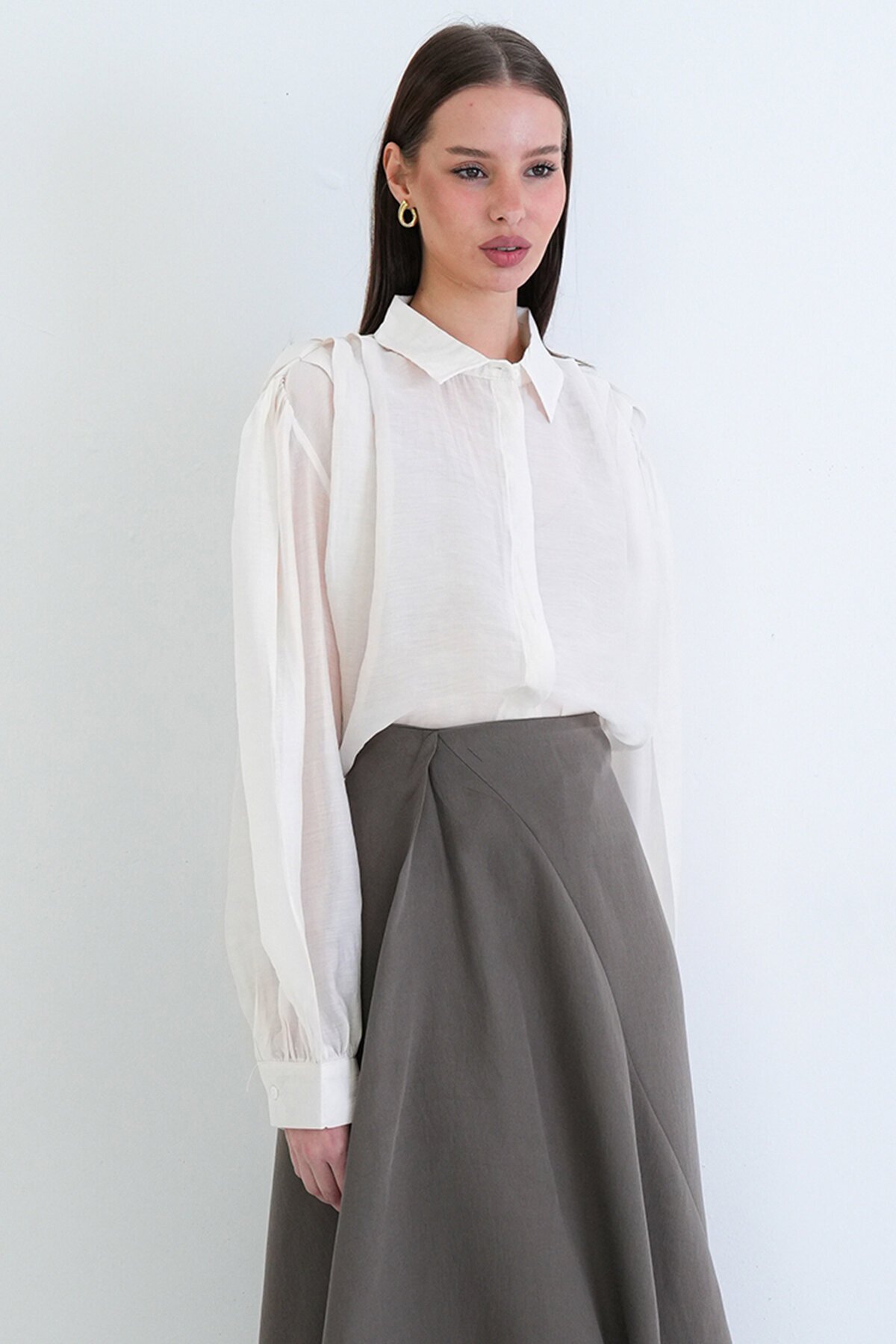 Balon Kol Oversize Gömlek