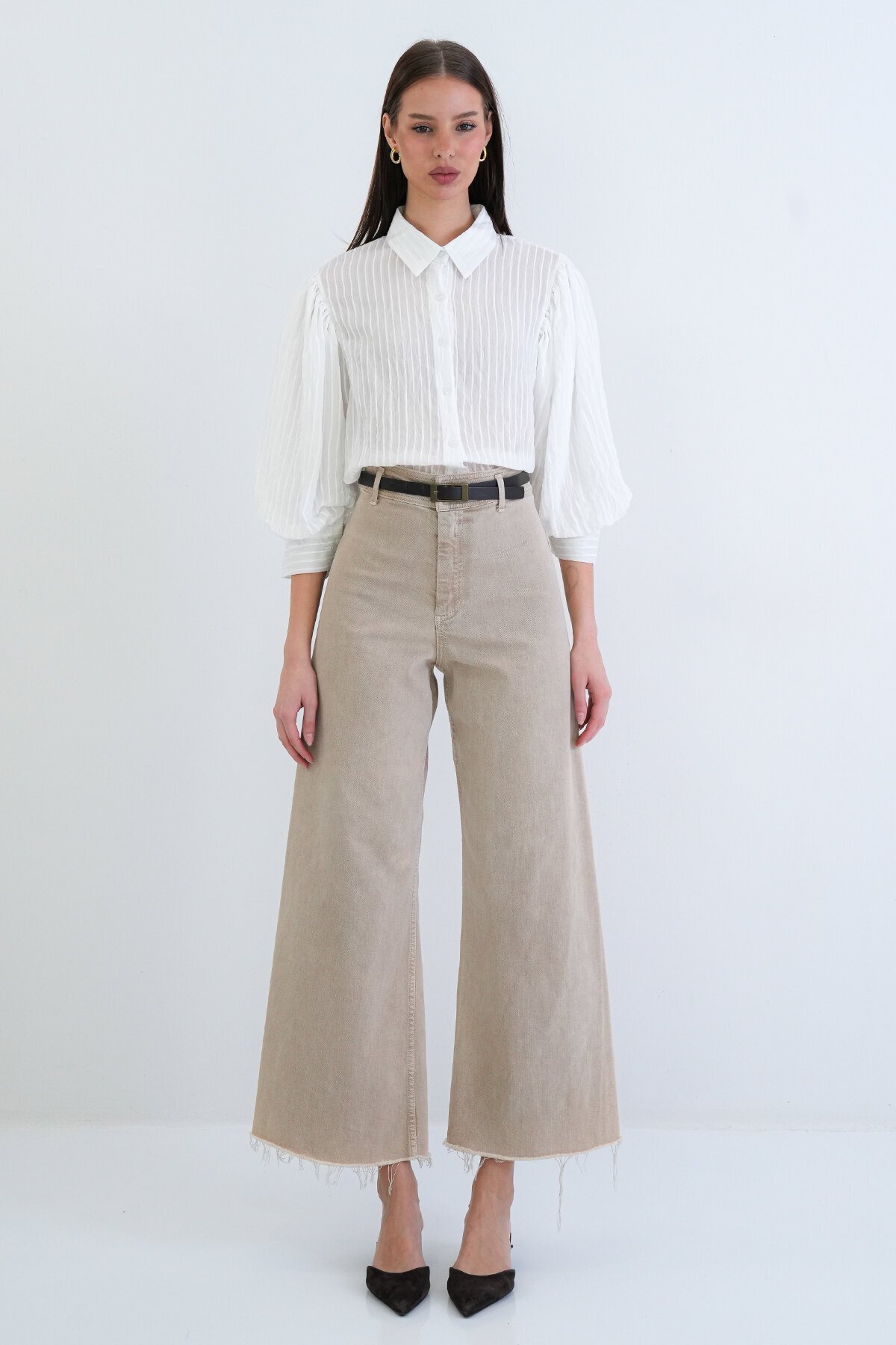 Balon Kol Transparan Gömlek