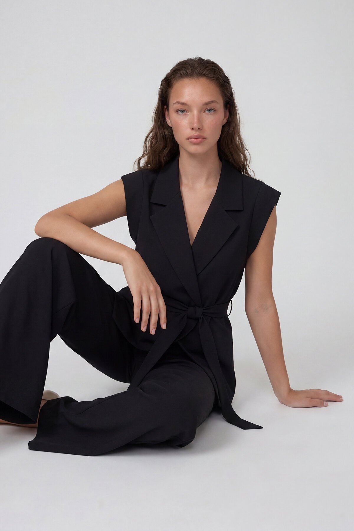 Beli Lastikli Çift Cepli Pantolon Ve Kolsuz Ceket Müslim Takım