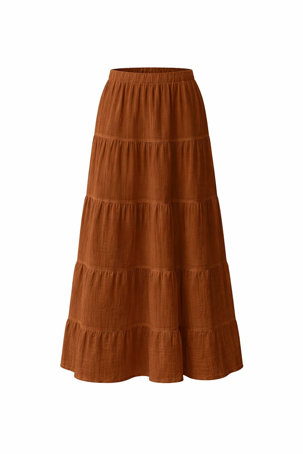 Beli Lastikli Katlı Midi Etek