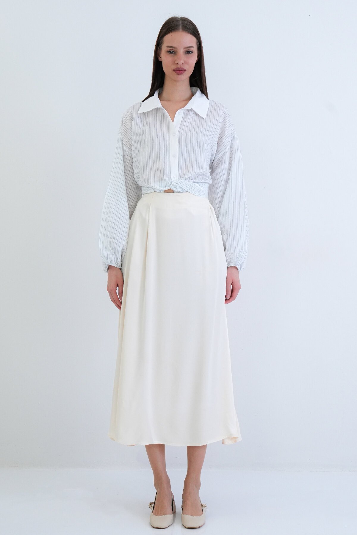 Beli Lastikli Uzun Etek