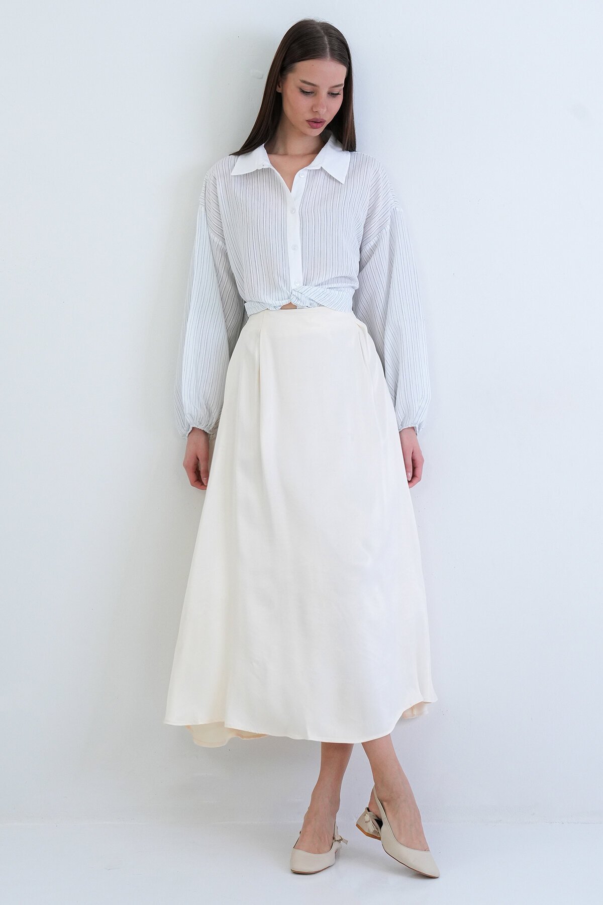 Beli Lastikli Uzun Etek