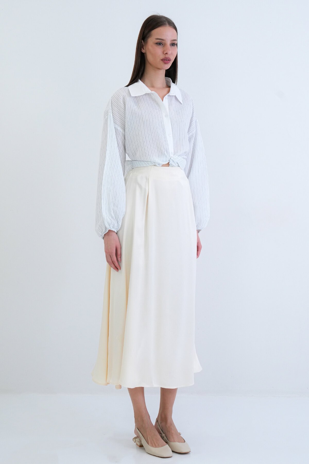 Beli Lastikli Uzun Etek