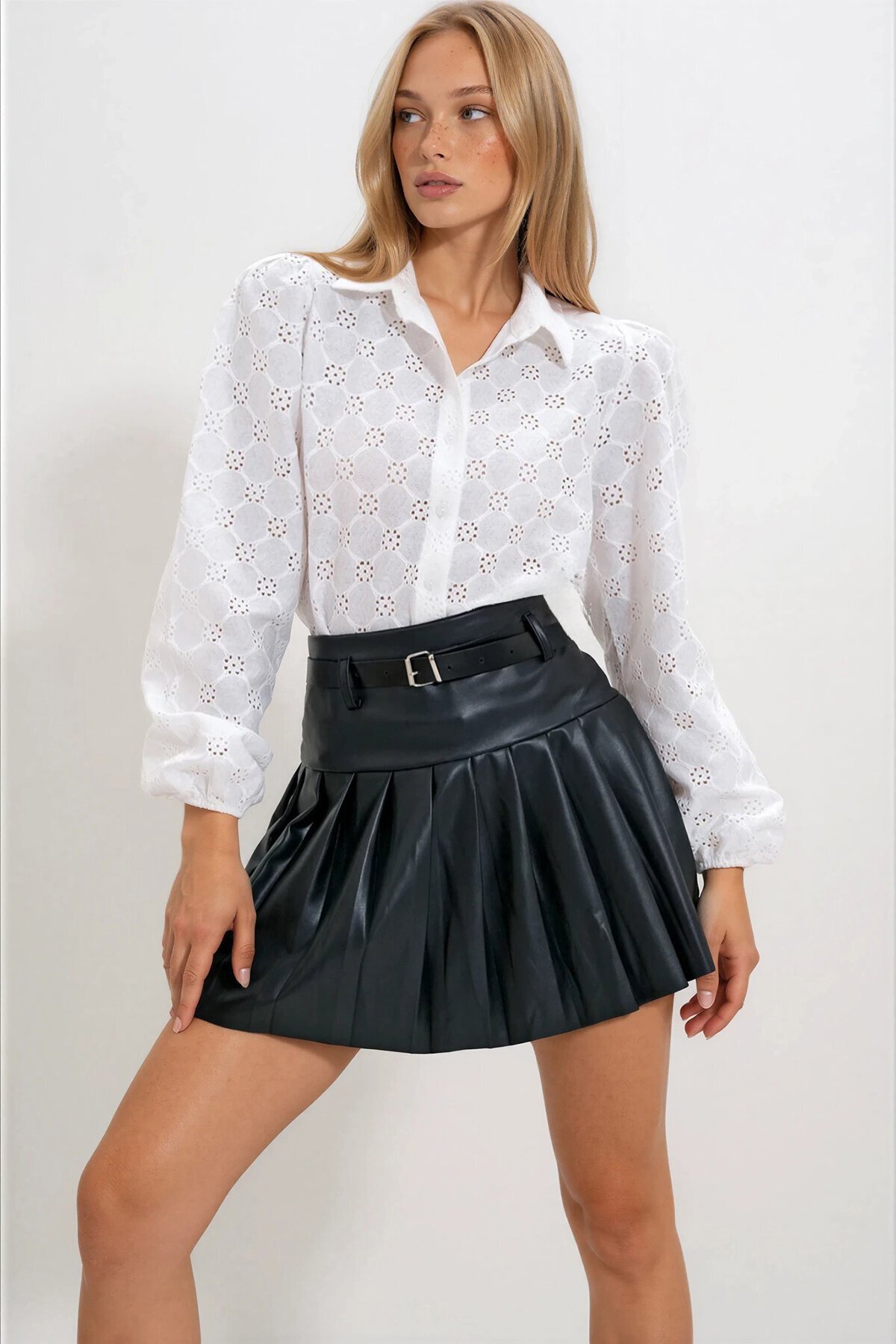 Beyaz Güpür Dokuma Premıum Gömlek