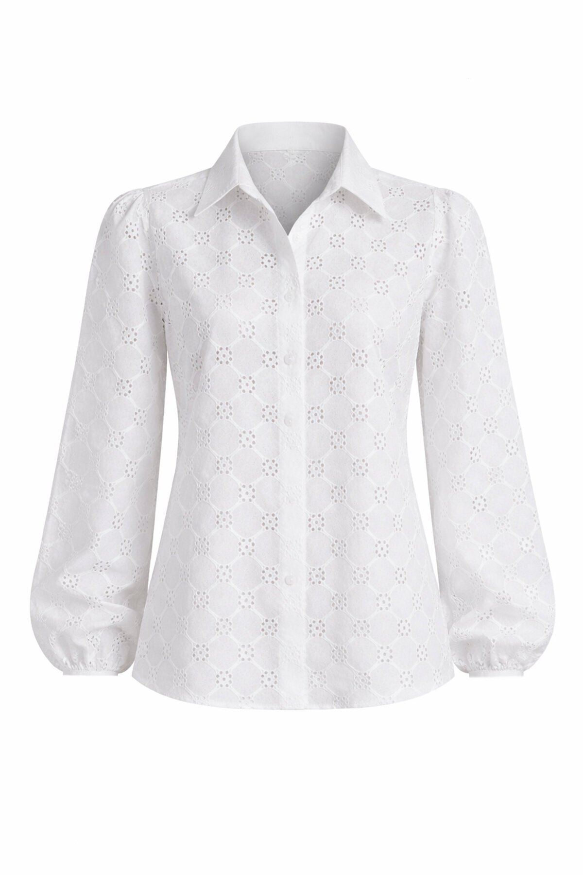 Beyaz Güpür Dokuma Premıum Gömlek