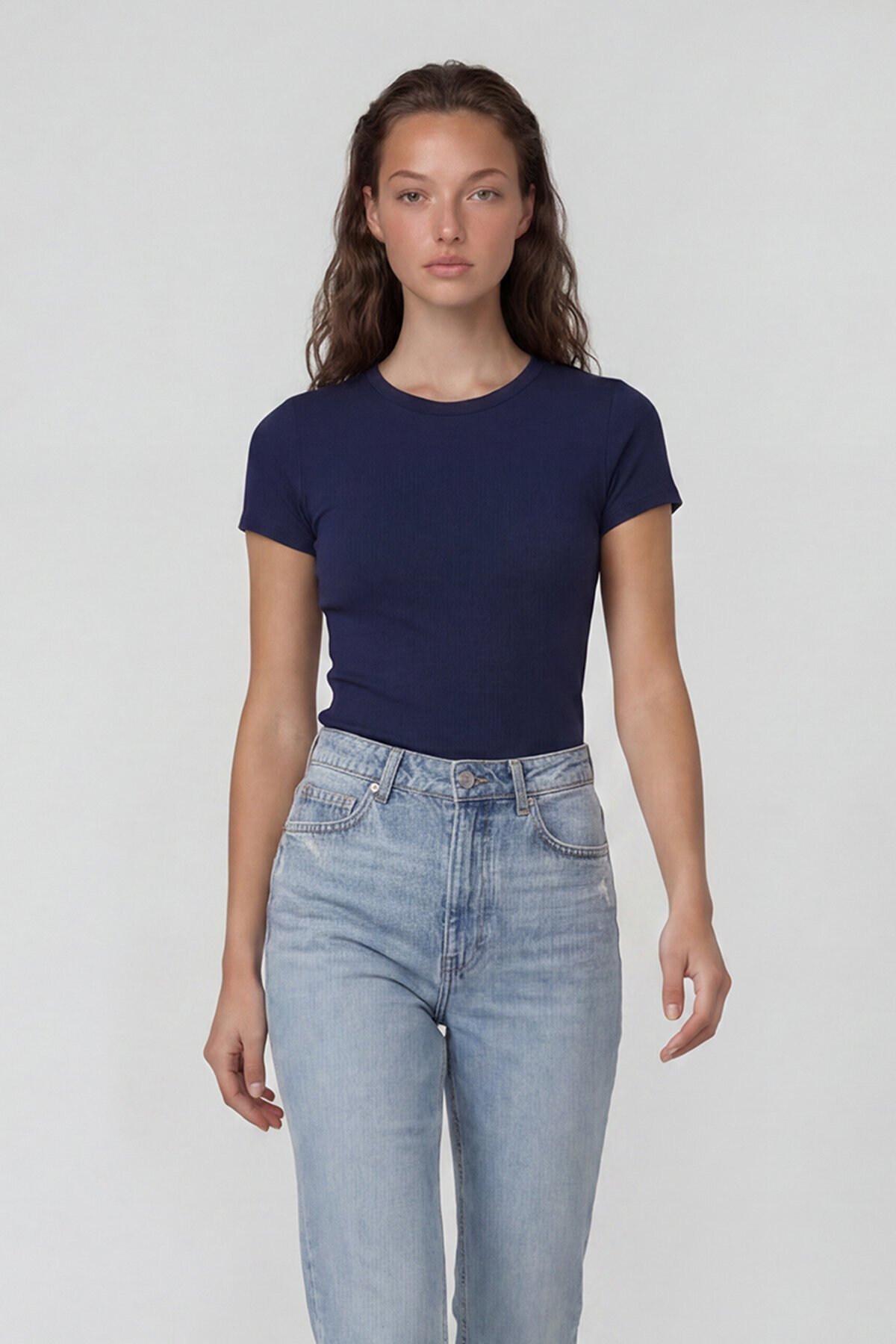 Bisiklet Yaka Basic Bluz