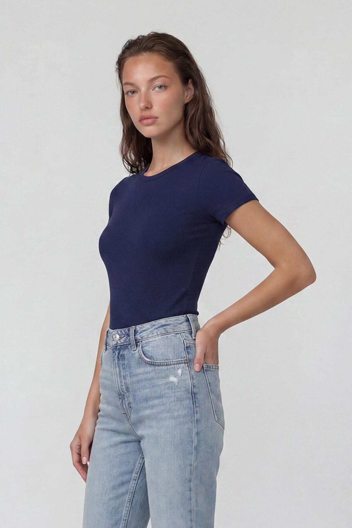 Bisiklet Yaka Basic Bluz
