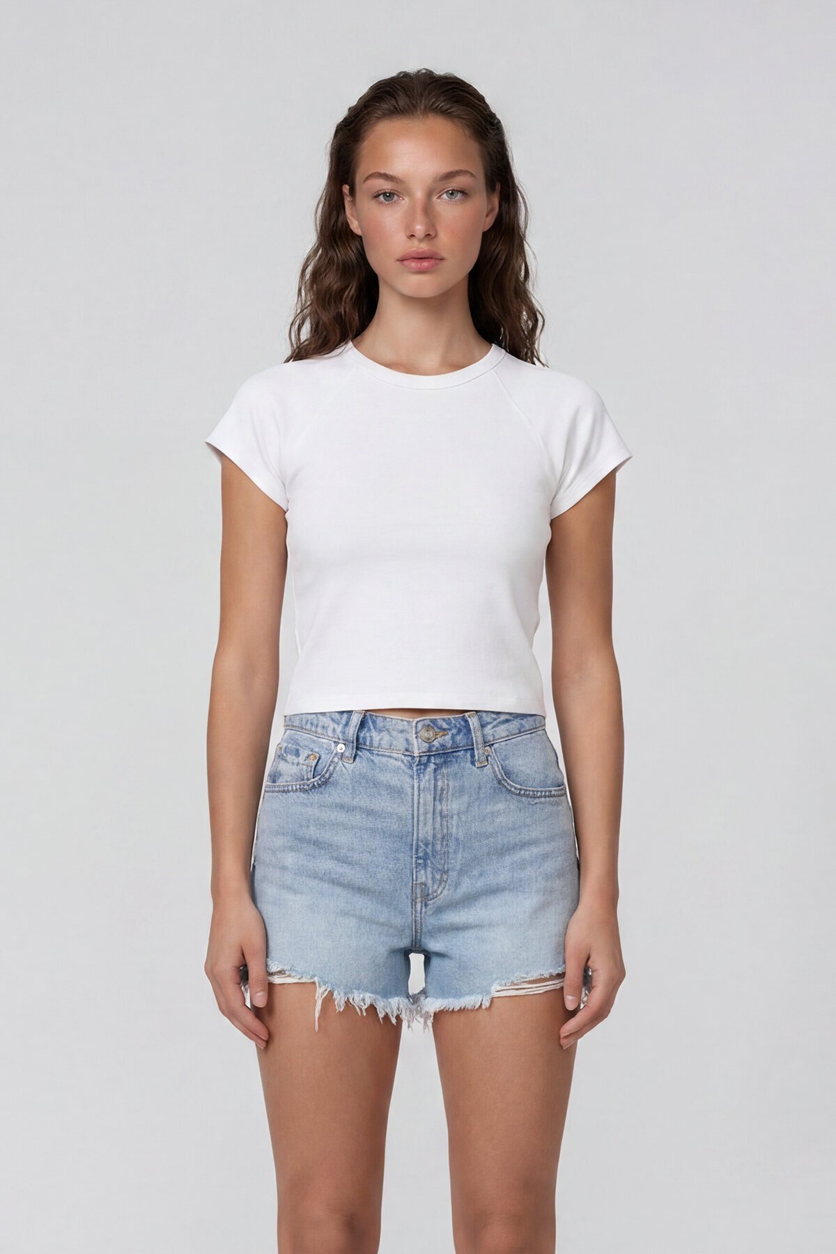 Bisiklet Yaka Reglan Kol Likralı Örme Bluz