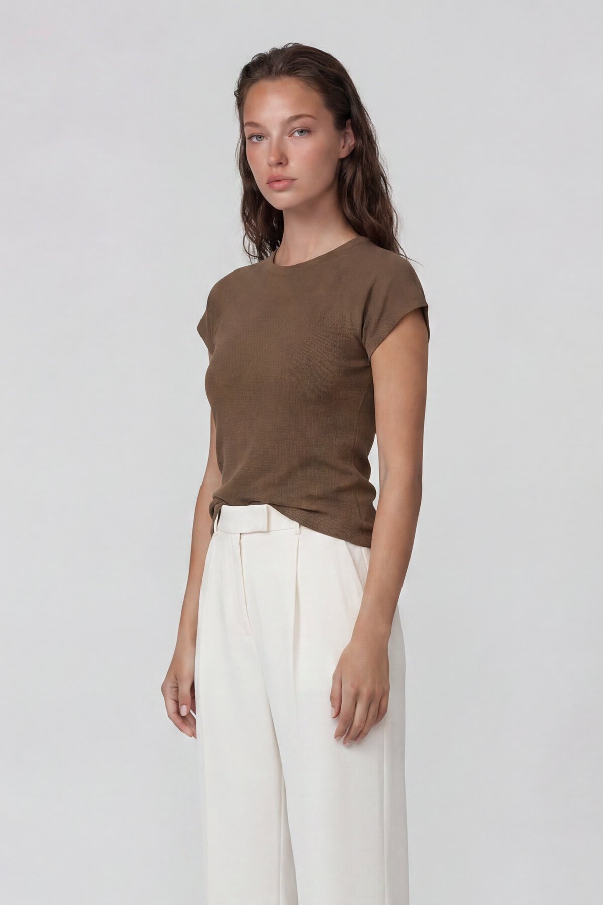Bisiklet Yaka Reglan Kol Likralı Örme Bluz