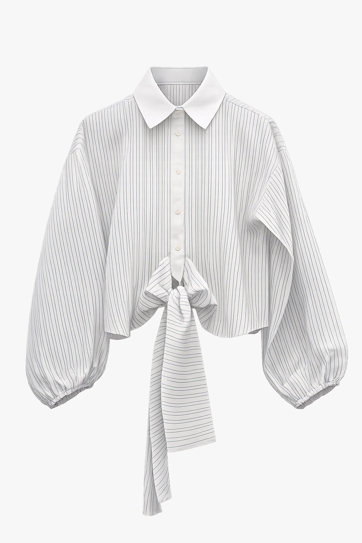 Çizgili Bağlama Detaylı Gömlek