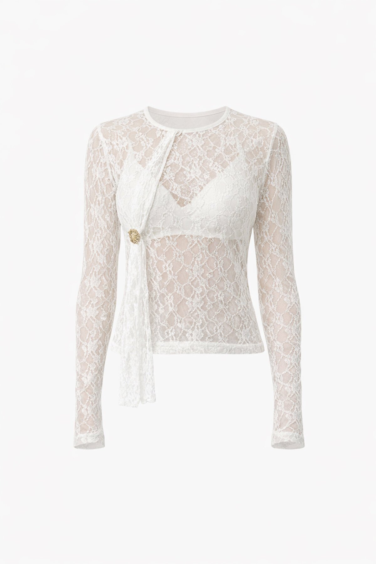 Dantel Detaylı Transparan Bluz