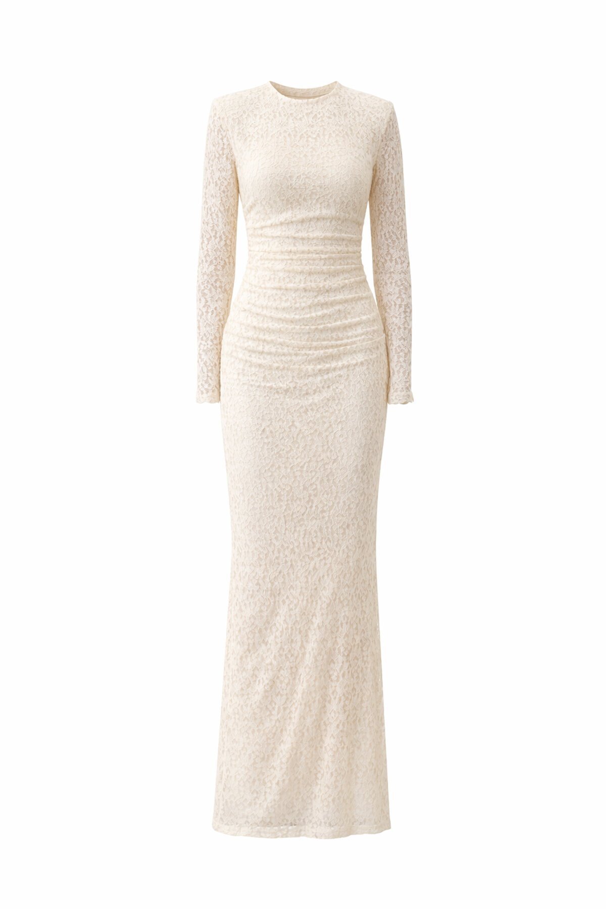 Dantelli Uzun Kol Midi Boy Elbise