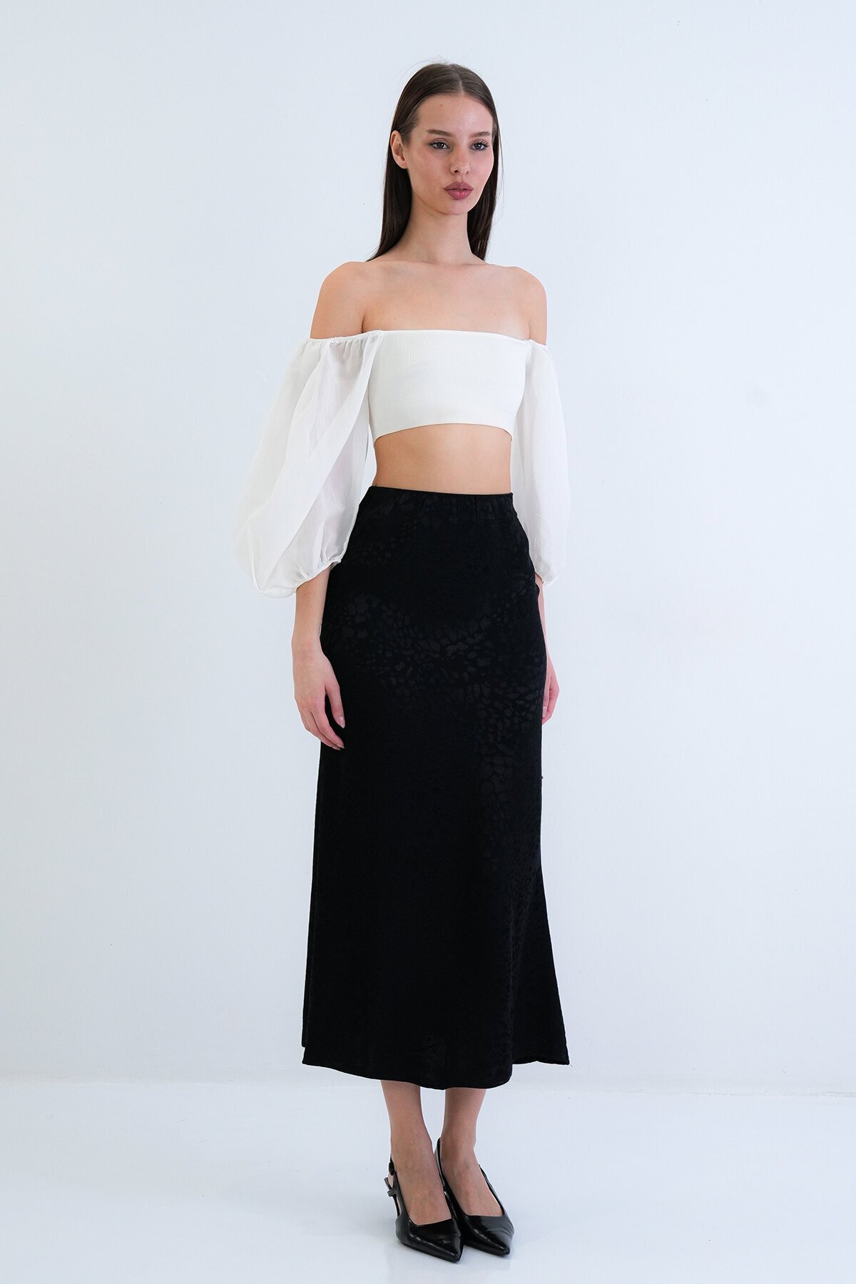 Desenli Midi Boy Etek