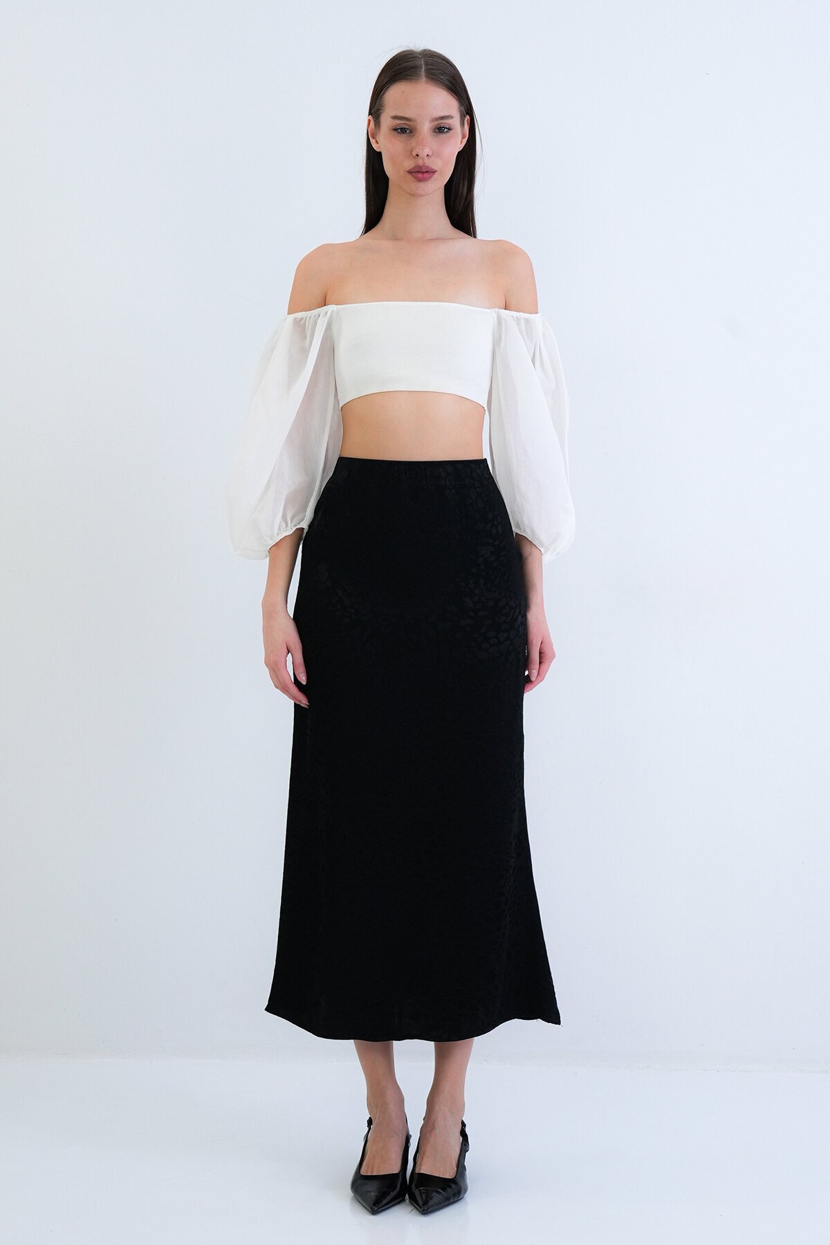 Desenli Midi Boy Etek