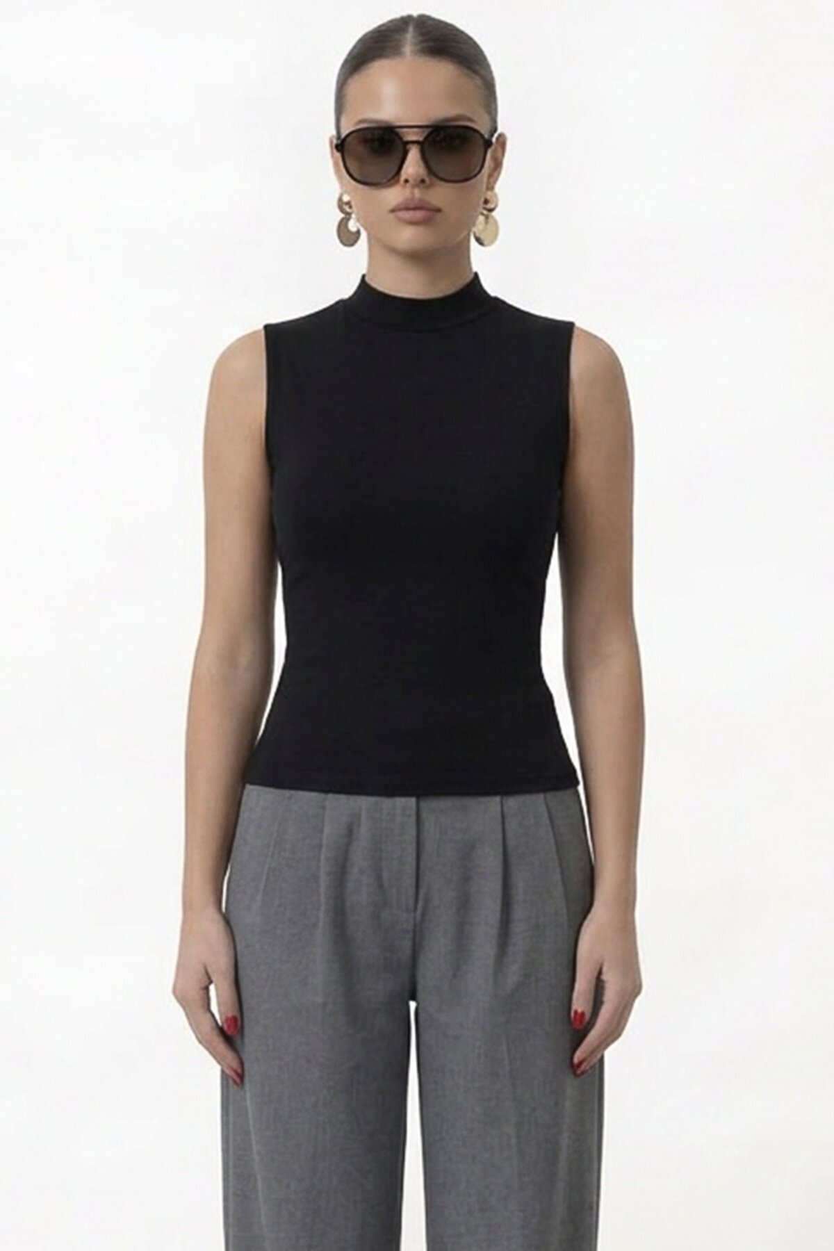 Dik Yaka Kolsuz Basic Bluz