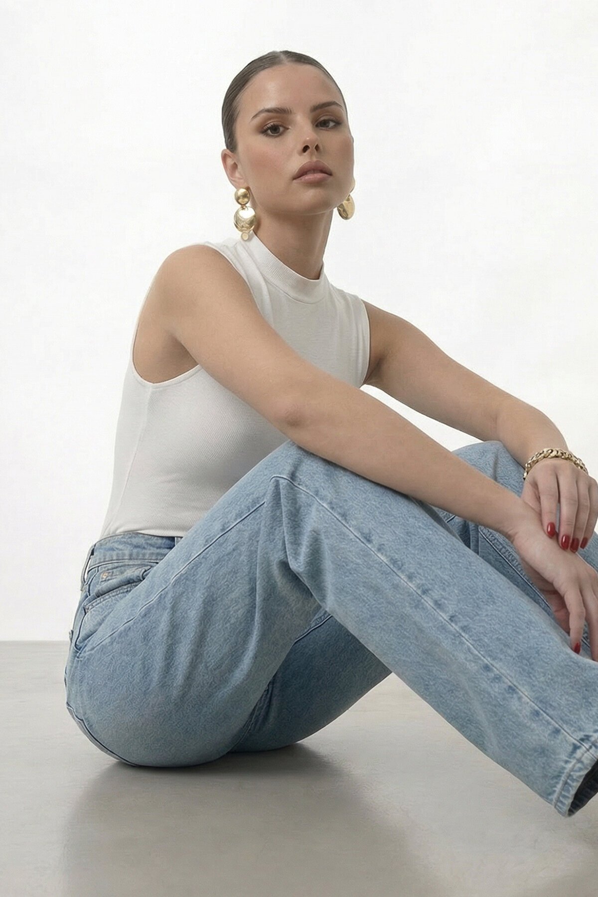 Dik Yaka Kolsuz Basic Bluz