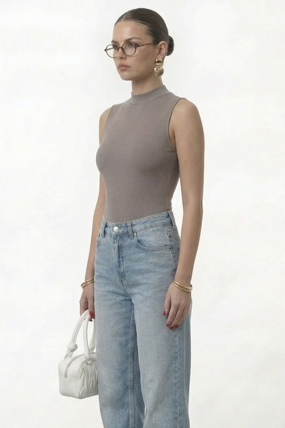 Dik Yaka Kolsuz Basic Bluz