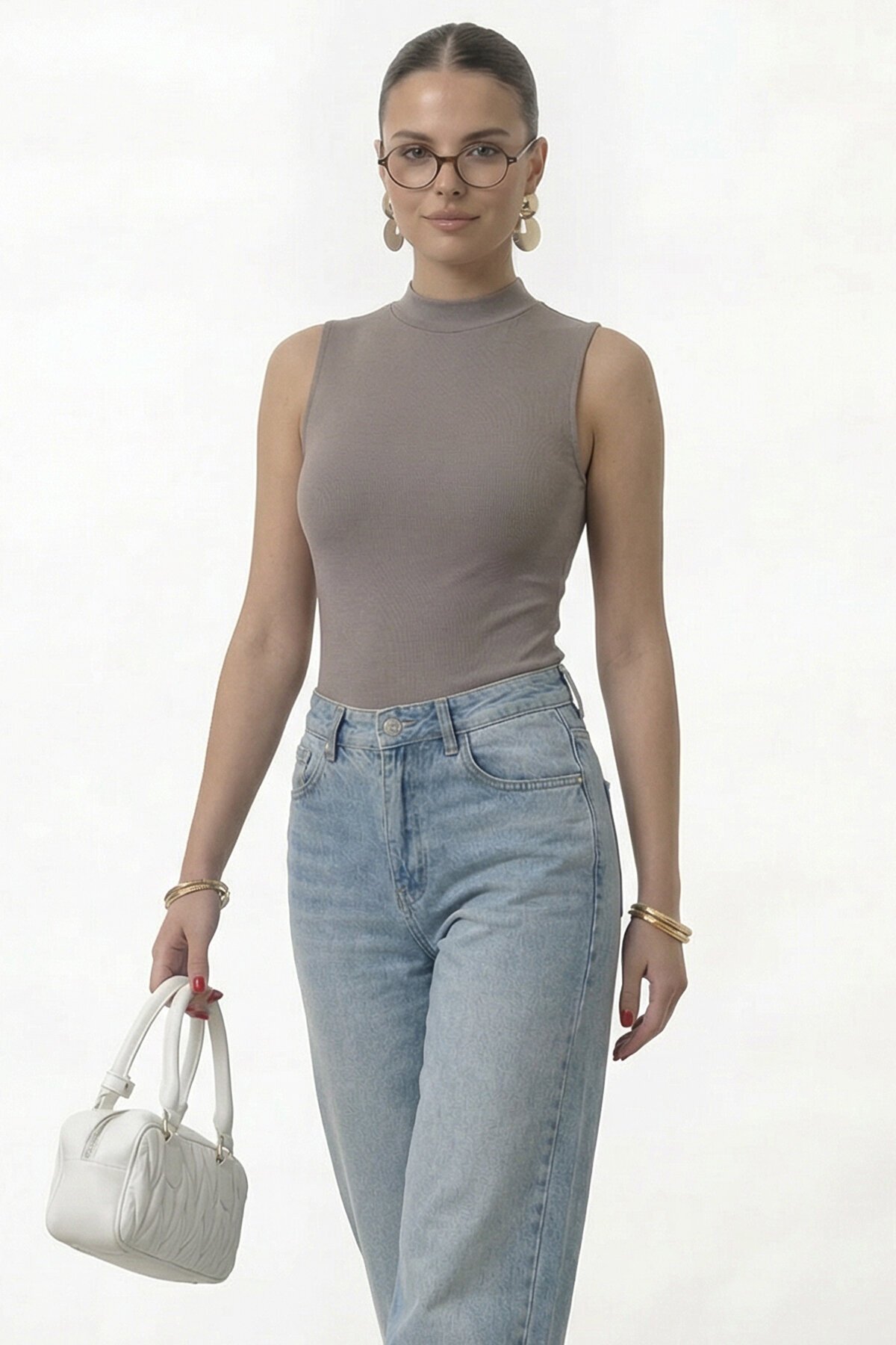 Dik Yaka Kolsuz Basic Bluz