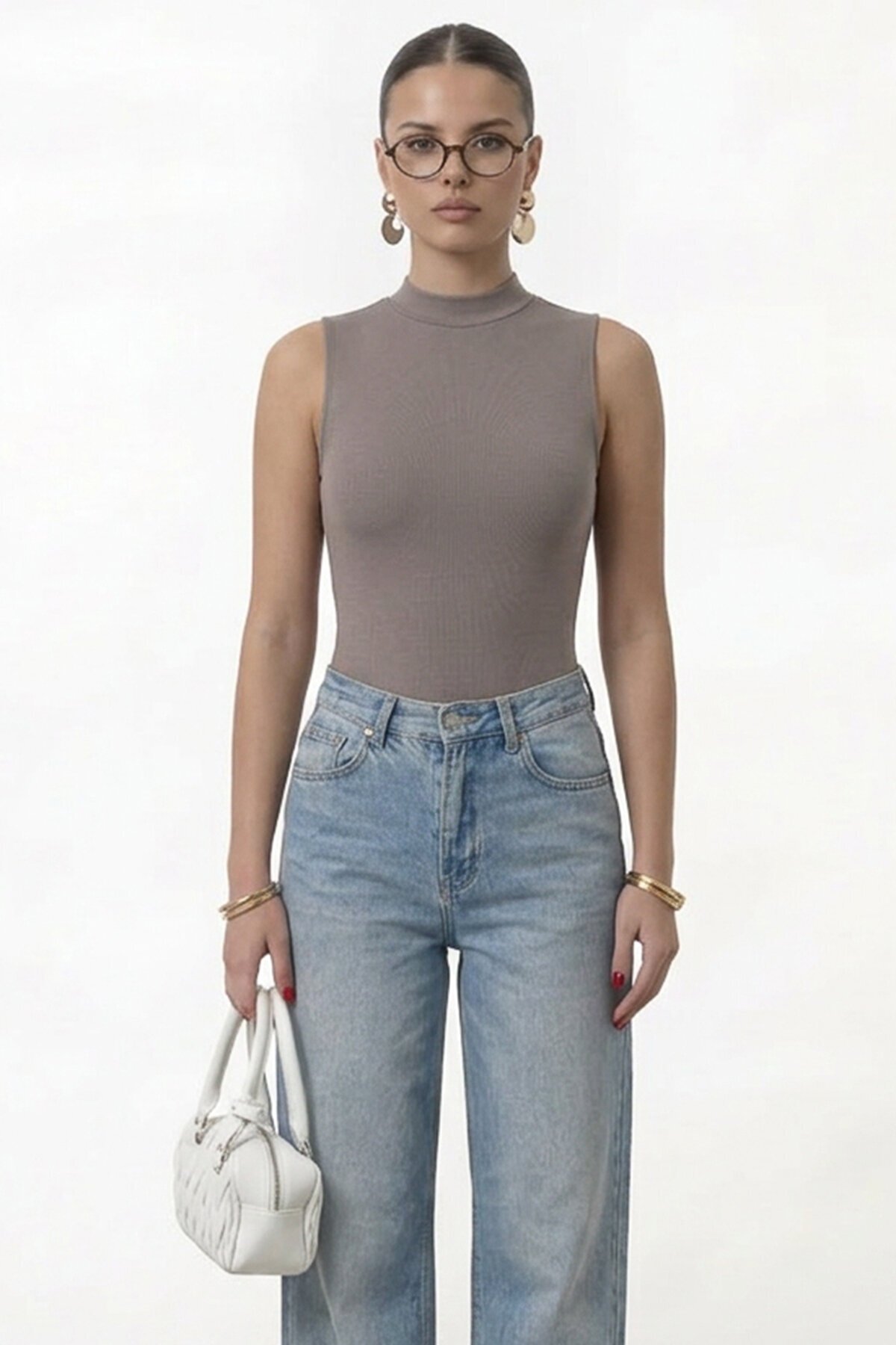 Dik Yaka Kolsuz Basic Bluz