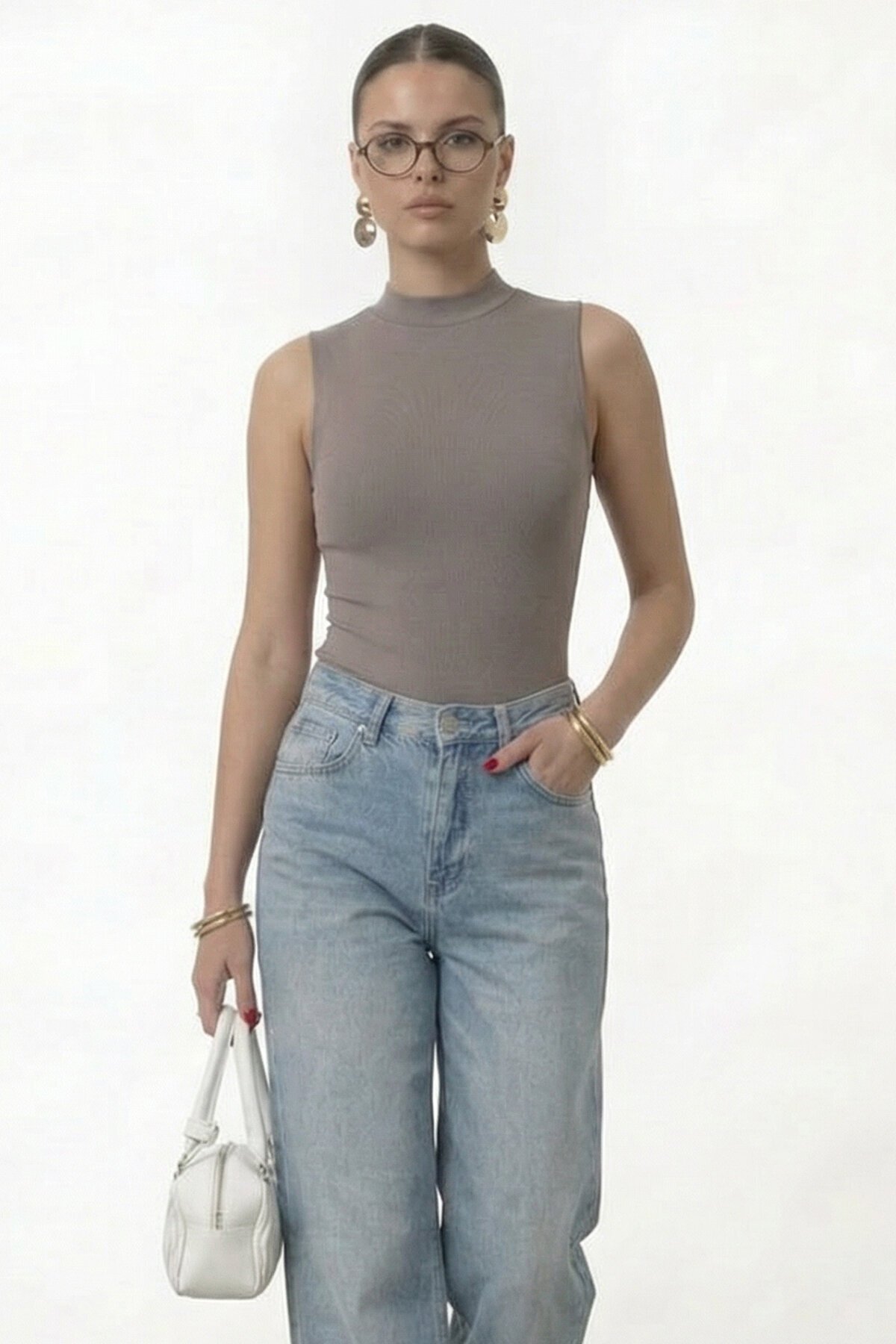 Dik Yaka Kolsuz Basic Bluz