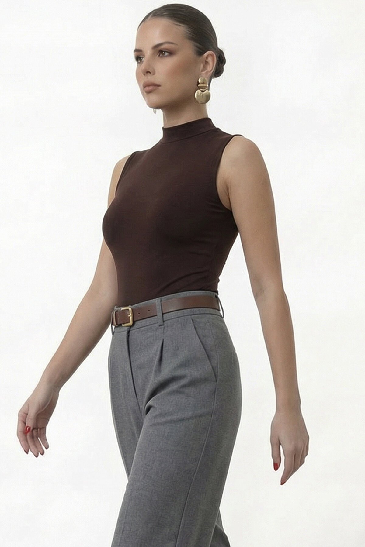 Dik Yaka Kolsuz Basic Bluz