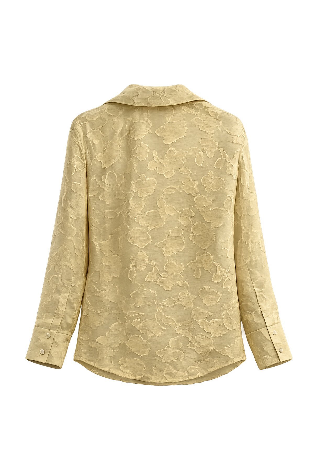 Dokulu Düğmeli Uzun Kol Gömlek