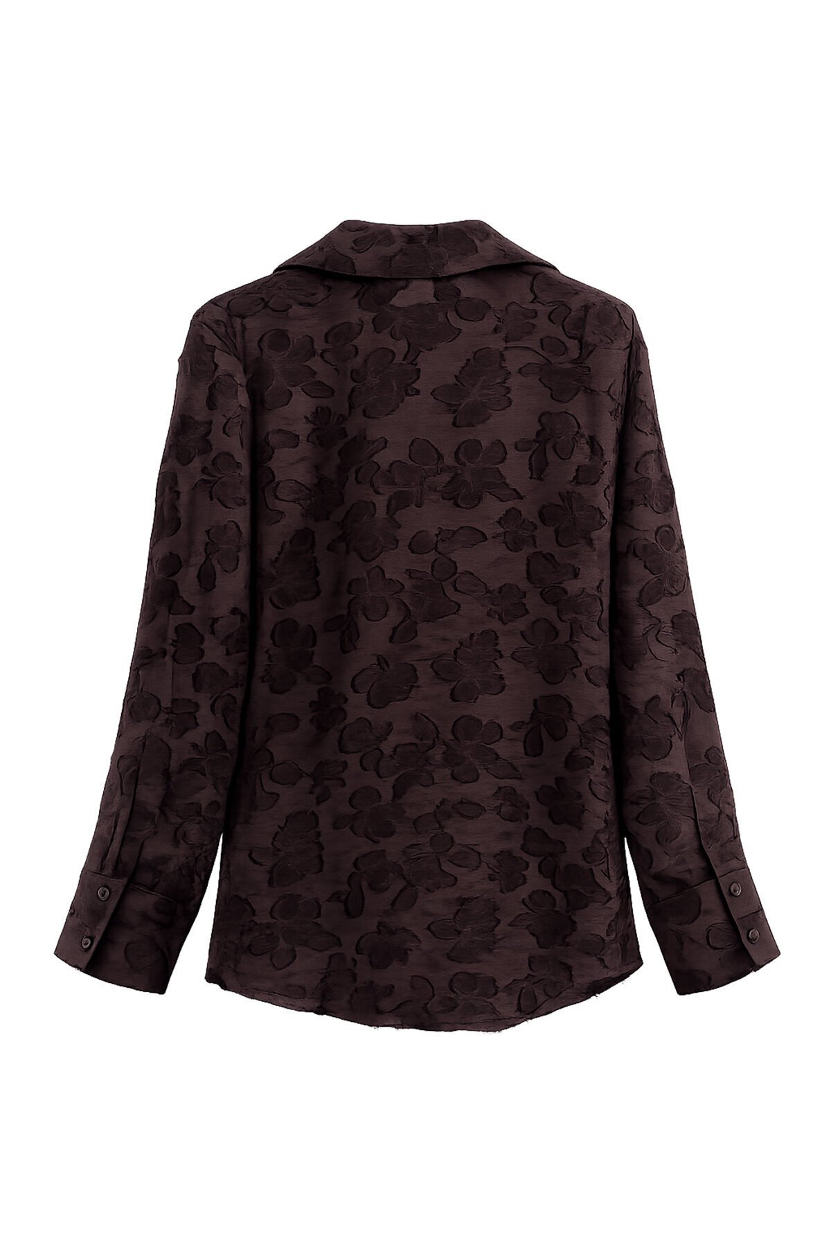 Dokulu Düğmeli Uzun Kol Gömlek