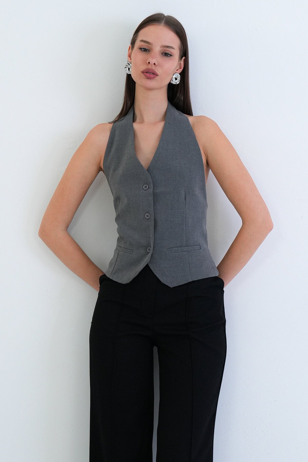 Düğme Kapamalı Klasik Yelek