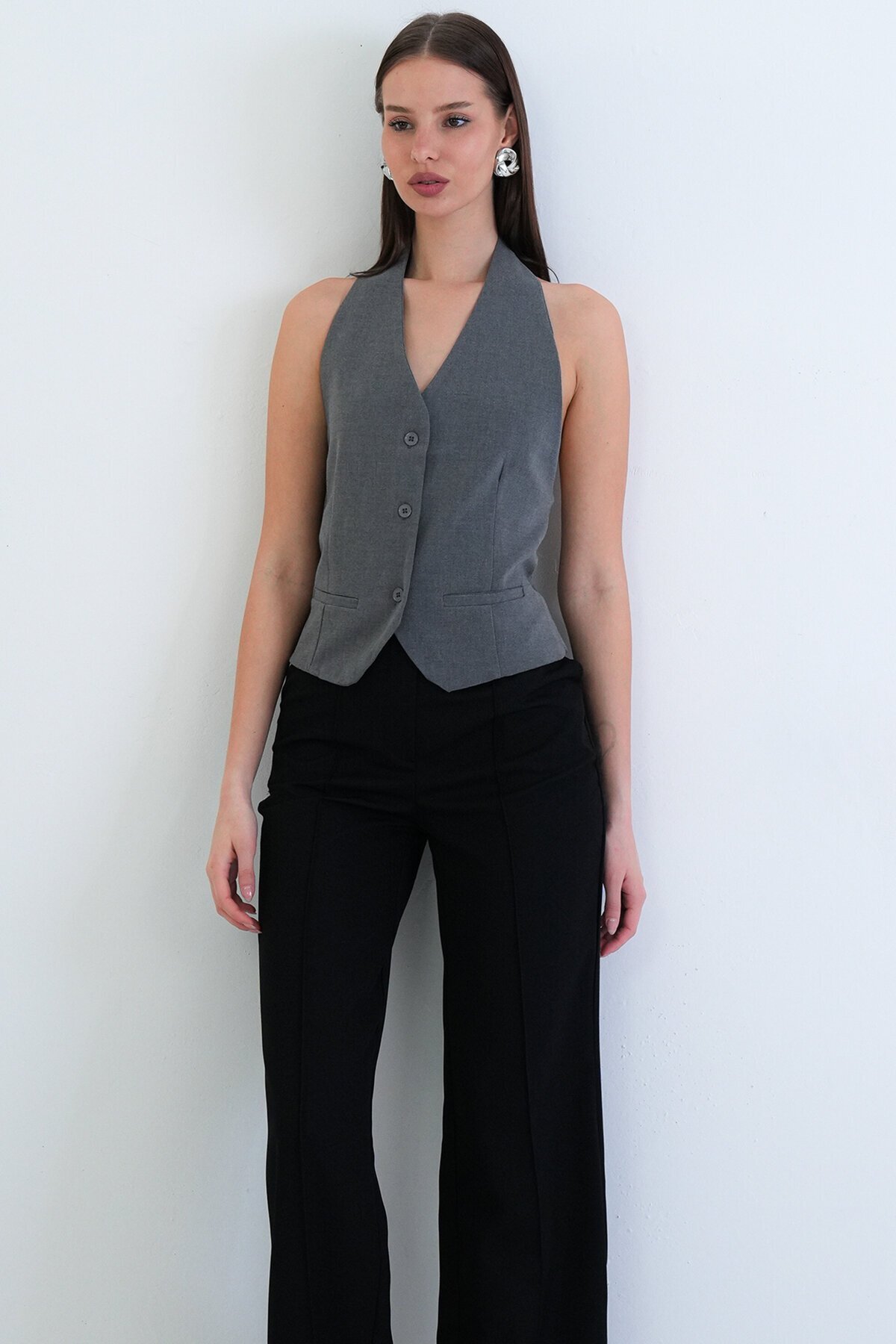 Düğme Kapamalı Klasik Yelek