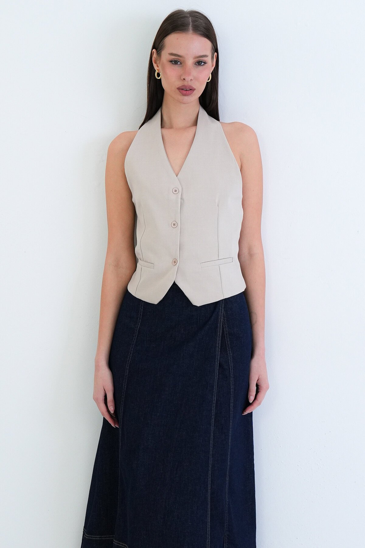 Düğme Kapamalı Klasik Yelek