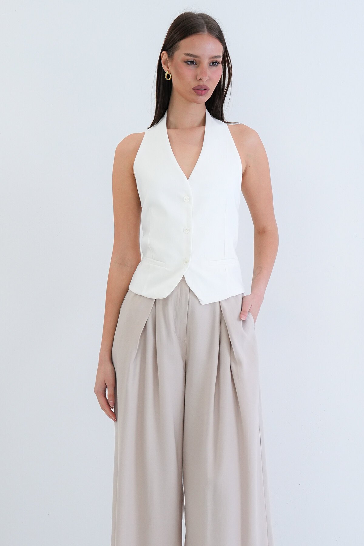 Düğme Kapamalı Klasik Yelek