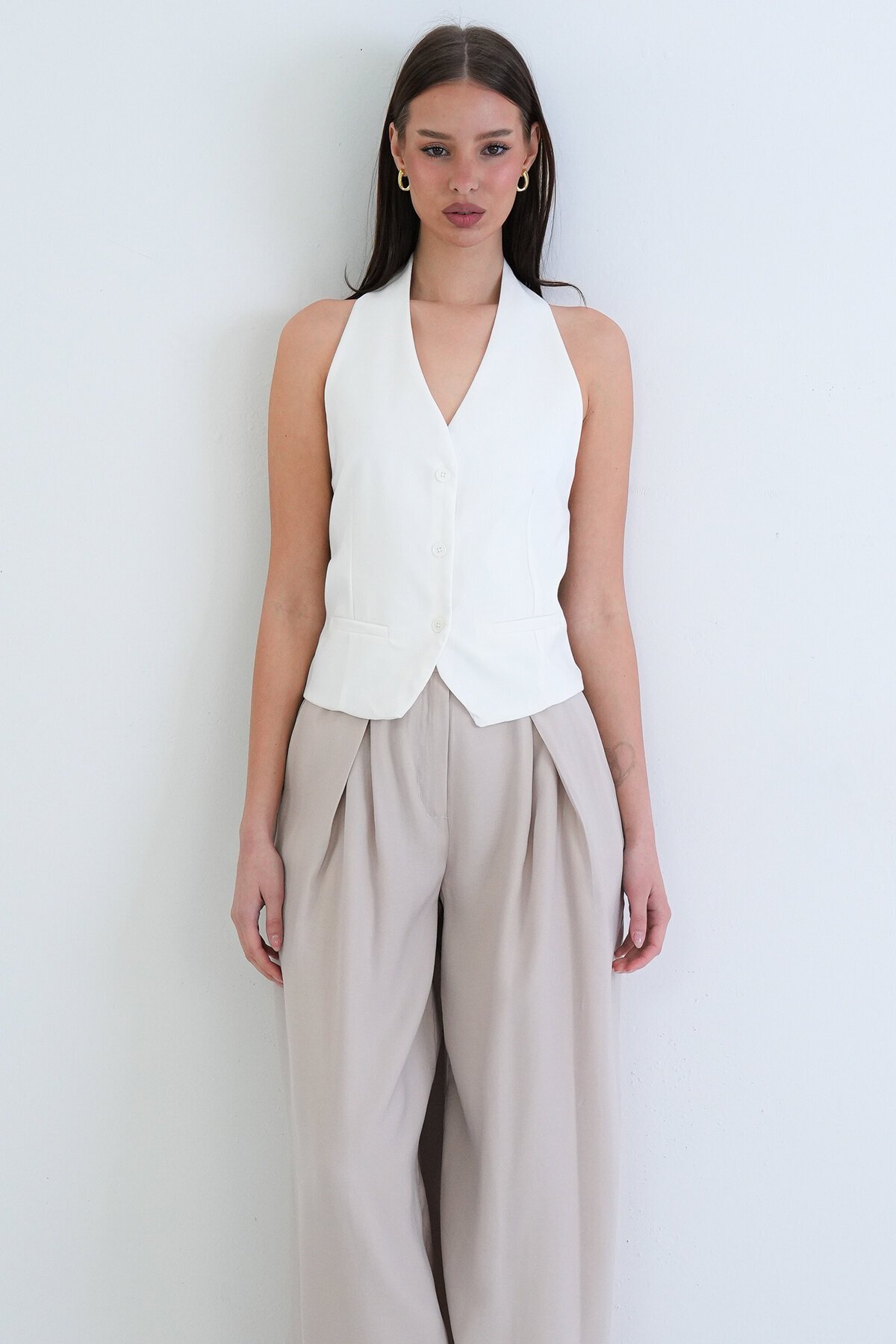 Düğme Kapamalı Klasik Yelek