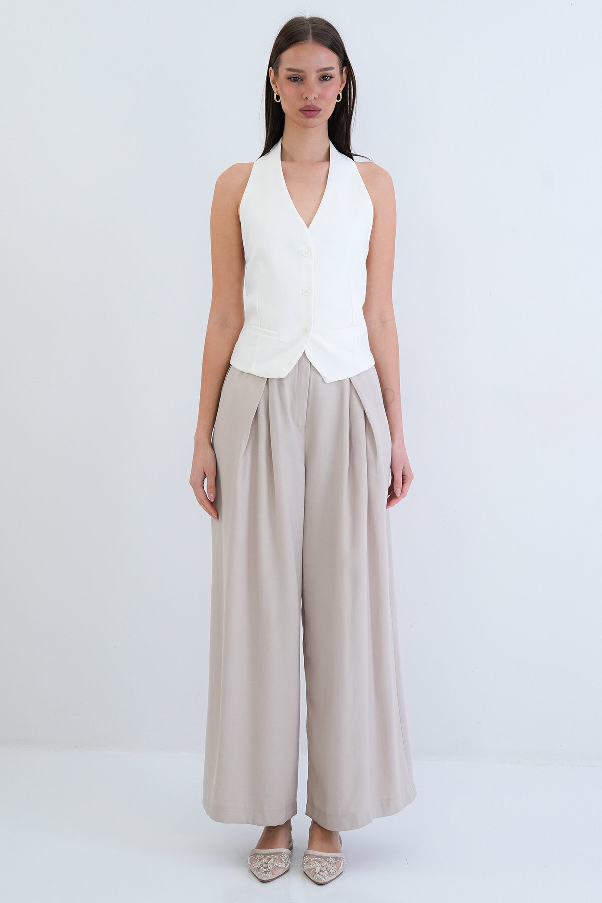 Düğme Kapamalı Klasik Yelek